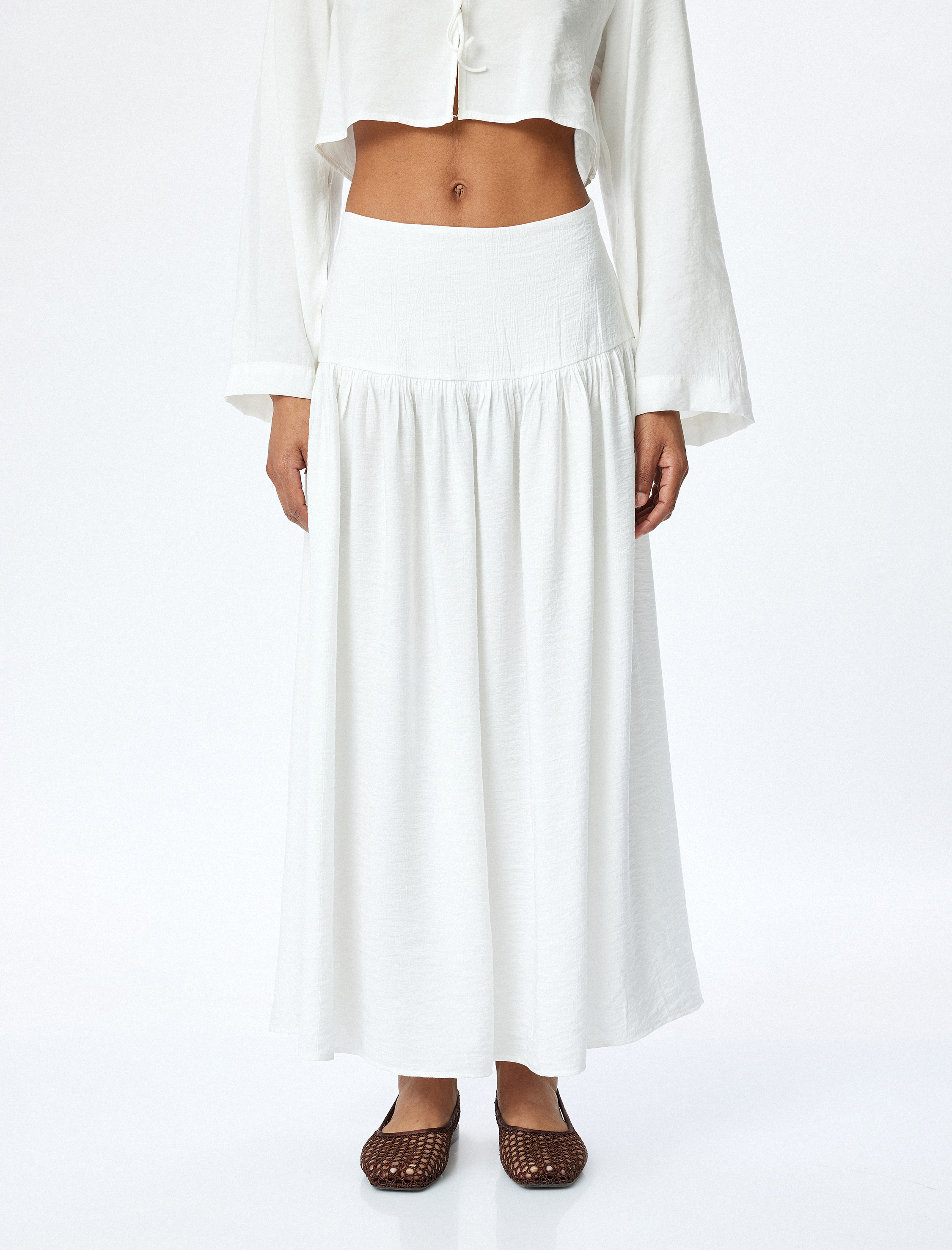   Standart Bel Rahat Kalıp Viskon Kumaş Kloş Etek