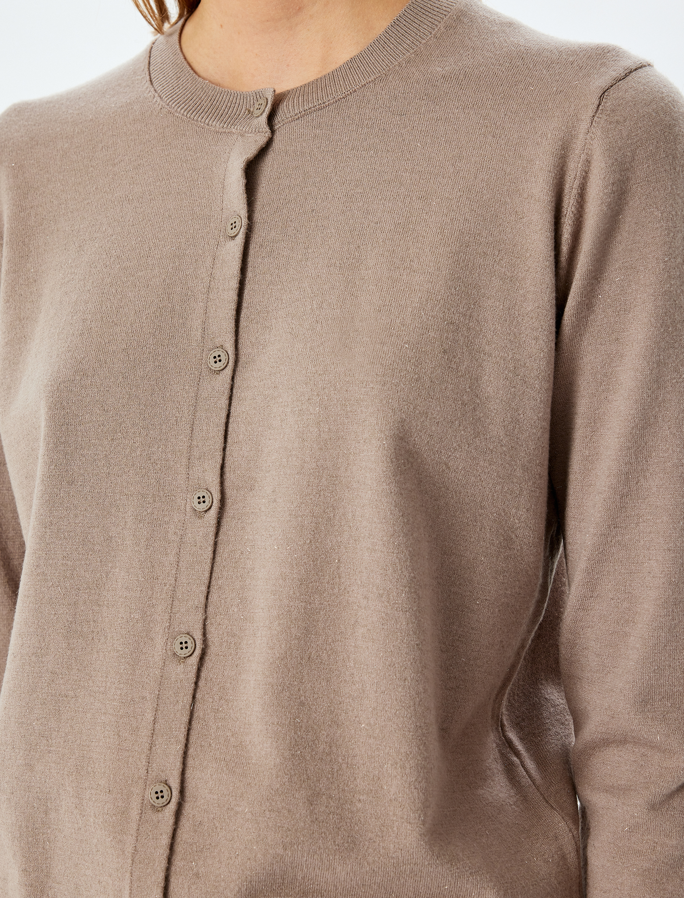 Bisiklet Yaka Uzun Kollu Düğmeli Basic Triko Hırka