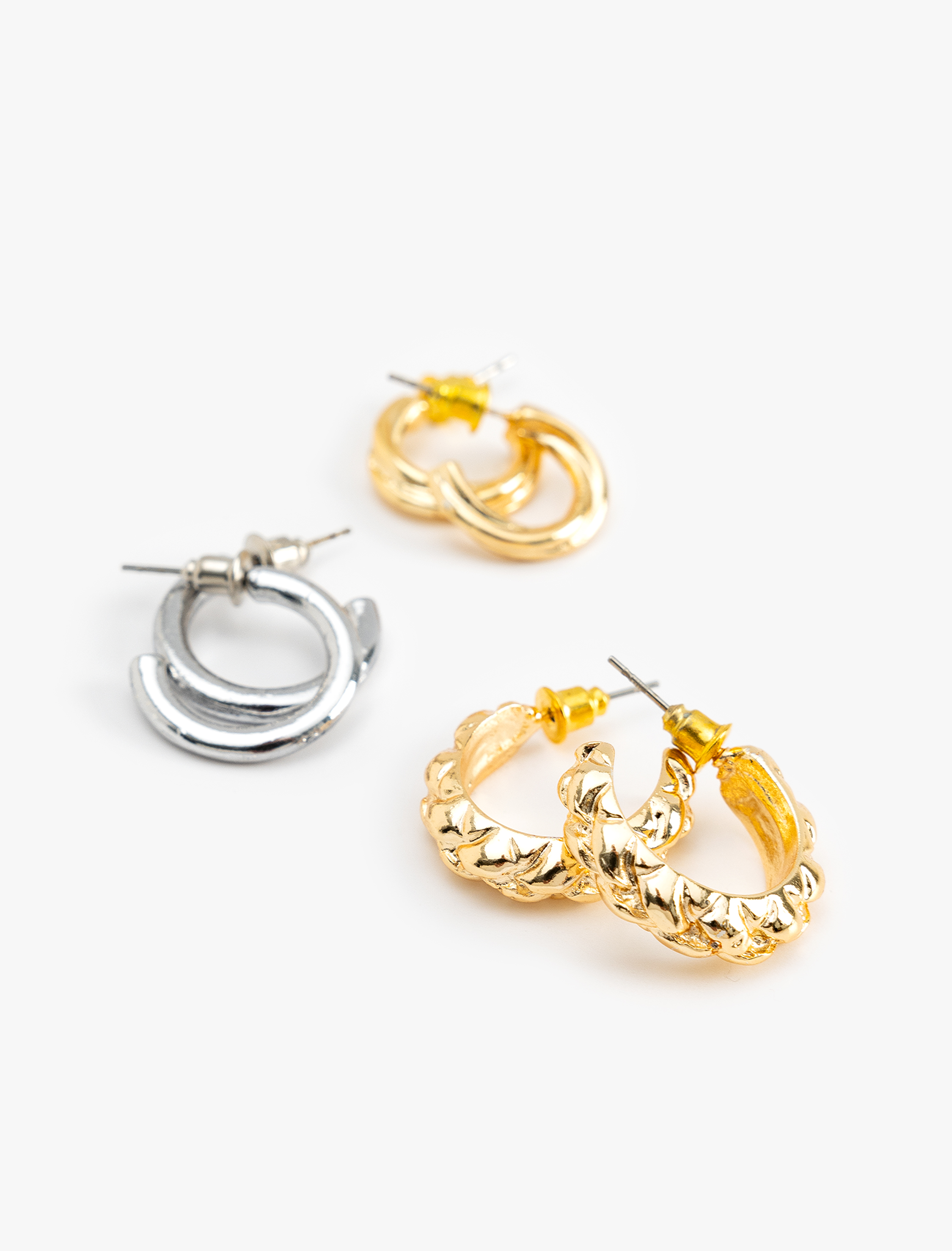  Kadın 3'lü Halka Küpe Seti