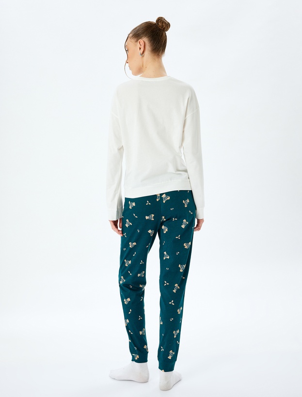 Pamuklu Rahat Kalıp Ayıcık Baskılı Pijama Takımı_3