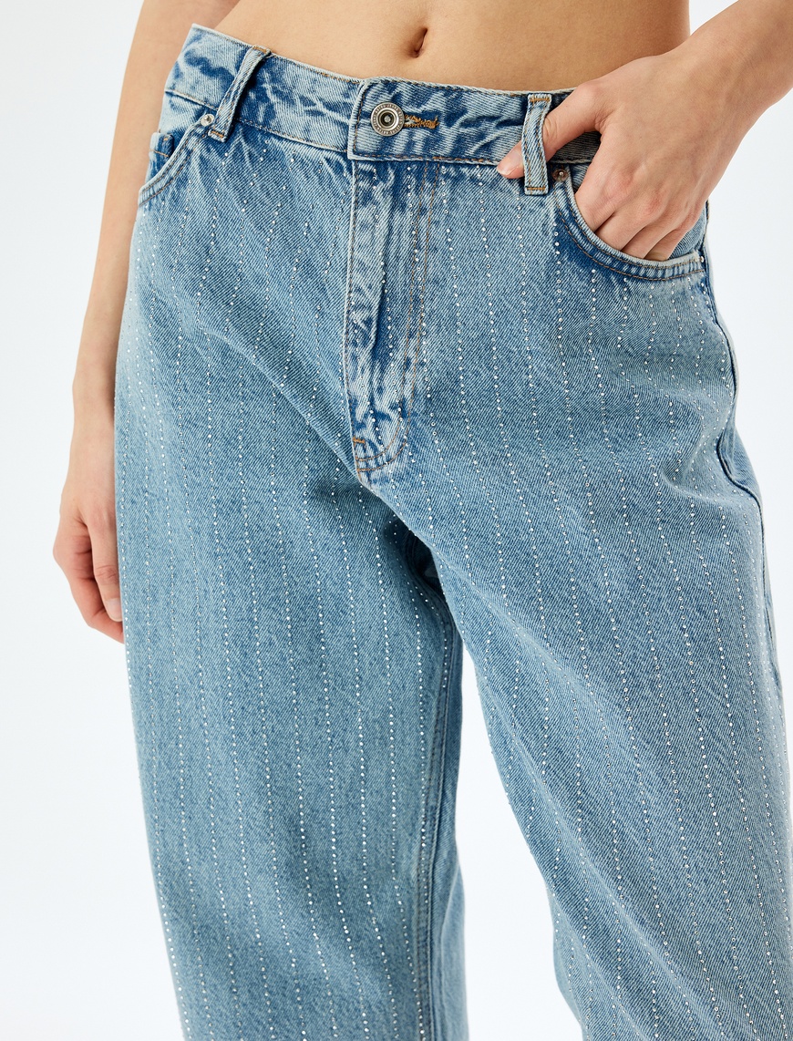   Straight Fit Normal Bel Cepli Kot Pantolon - Straight Jeans