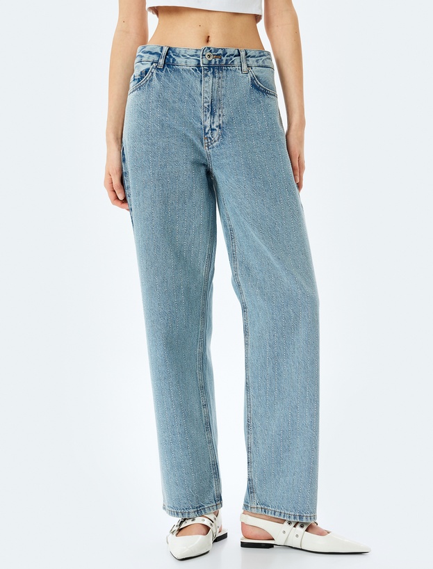 Straight Fit Normal Bel Cepli Kot Pantolon - Straight Jeans_2