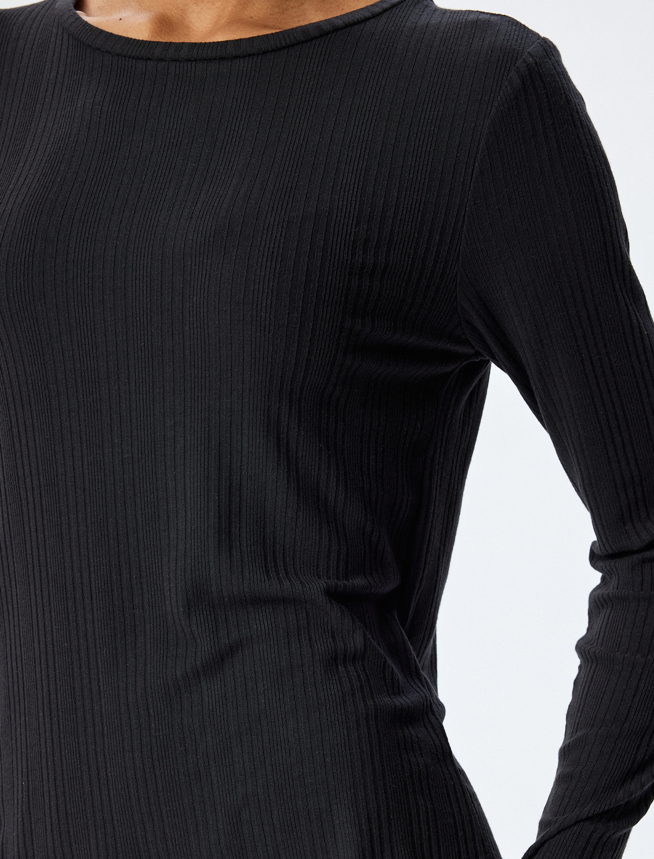 Modal Kumaş Uzun Kollu Bisiklet Yaka Pijama Üstü