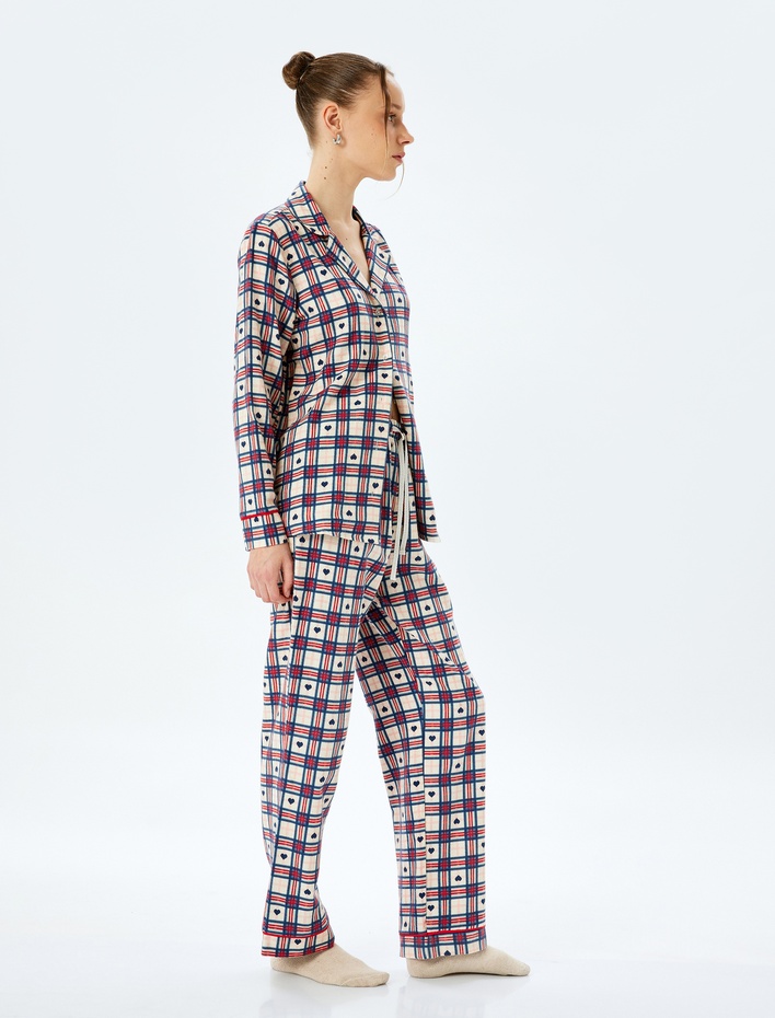  Ekose Kalpli Pamuklu Pijama Altı