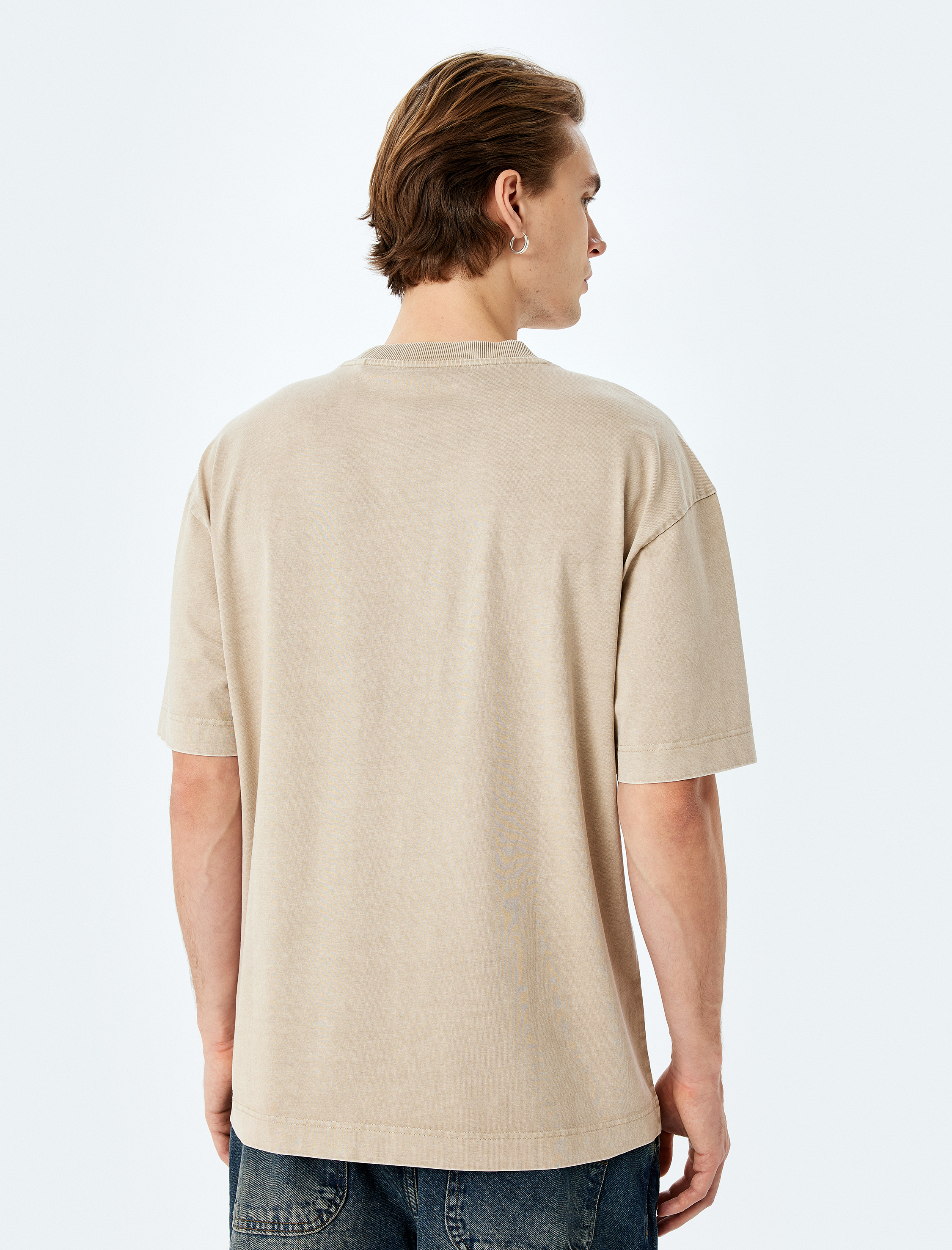   Yıkamalı Bisiklet Yaka Pamuklu Kısa Kollu Gotik Baskılı Oversize Tişört