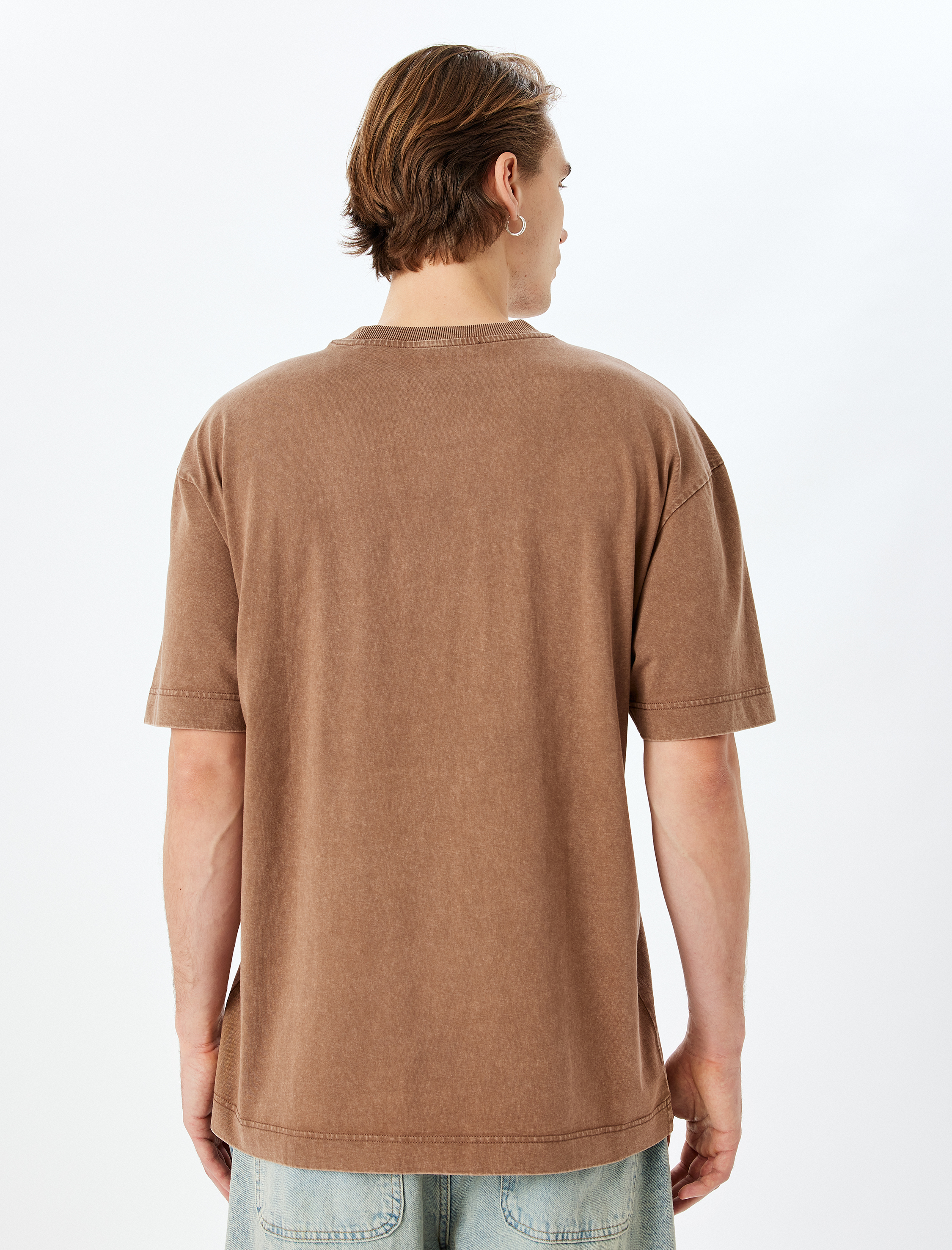   Yıkamalı Bisiklet Yaka Pamuklu Kısa Kollu Gotik Baskılı Oversize Tişört