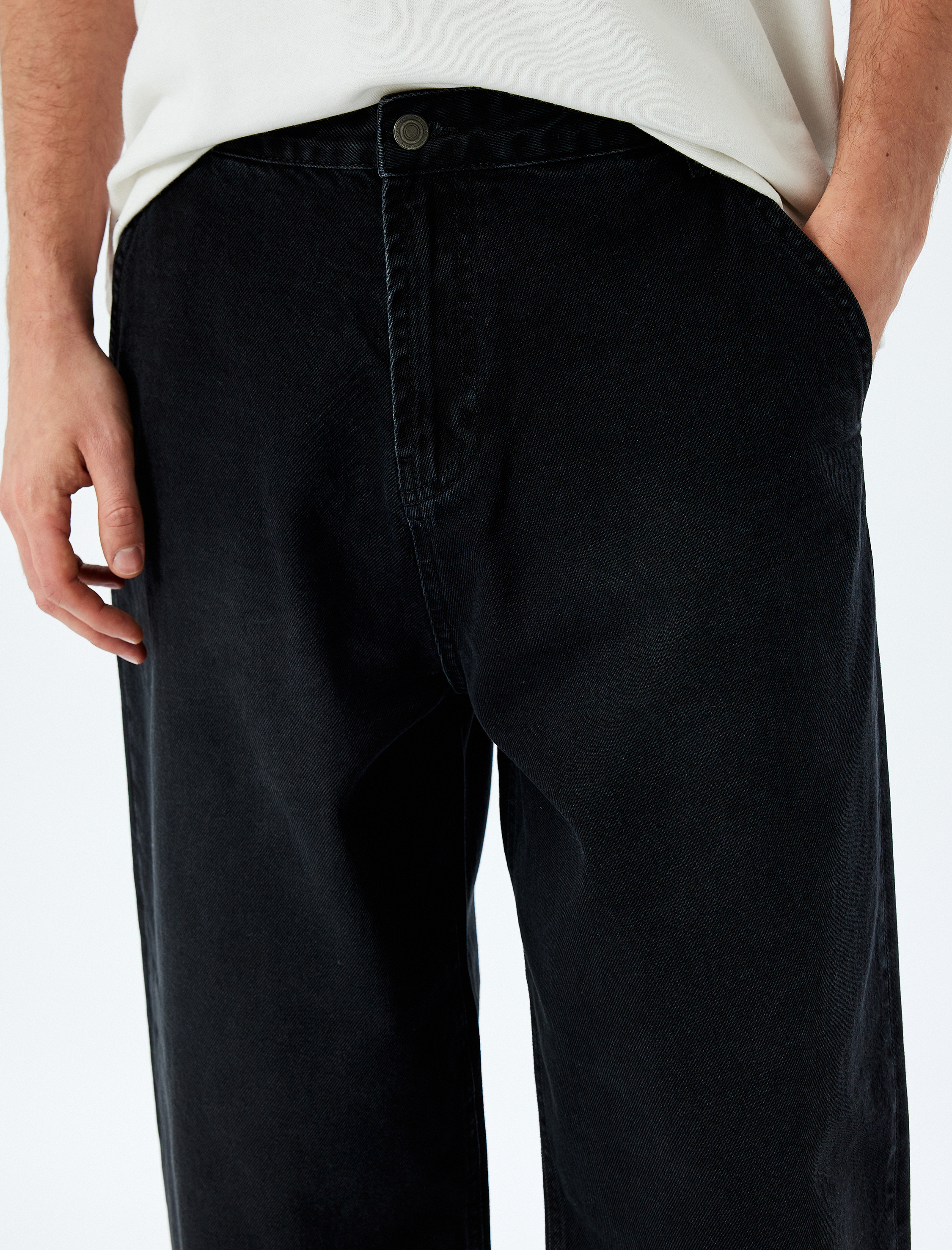   Normal Bel Pamuklu Cep Detaylı Bol Skater Jean Pantolon