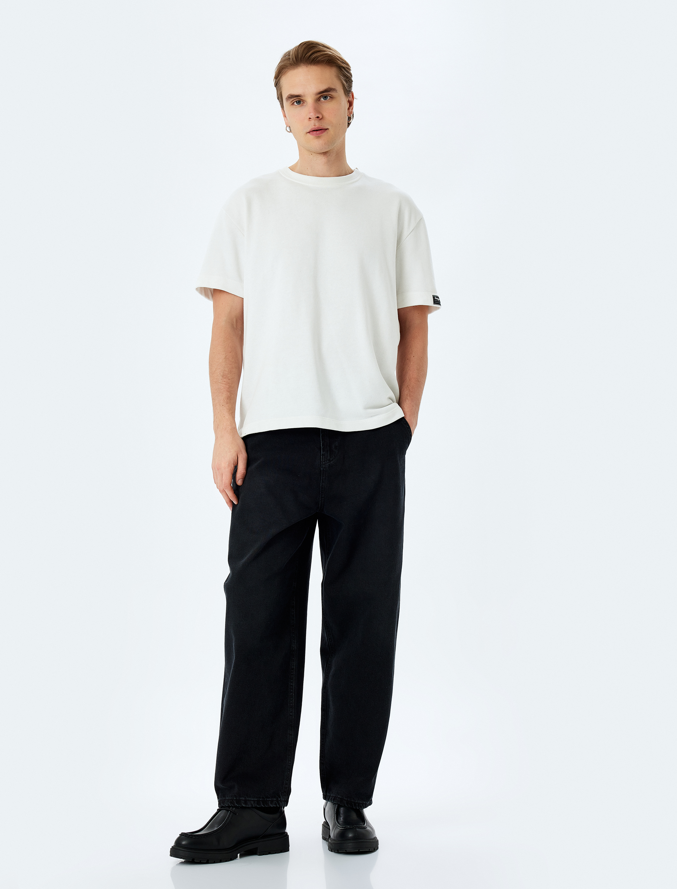   Normal Bel Pamuklu Cep Detaylı Bol Skater Jean Pantolon