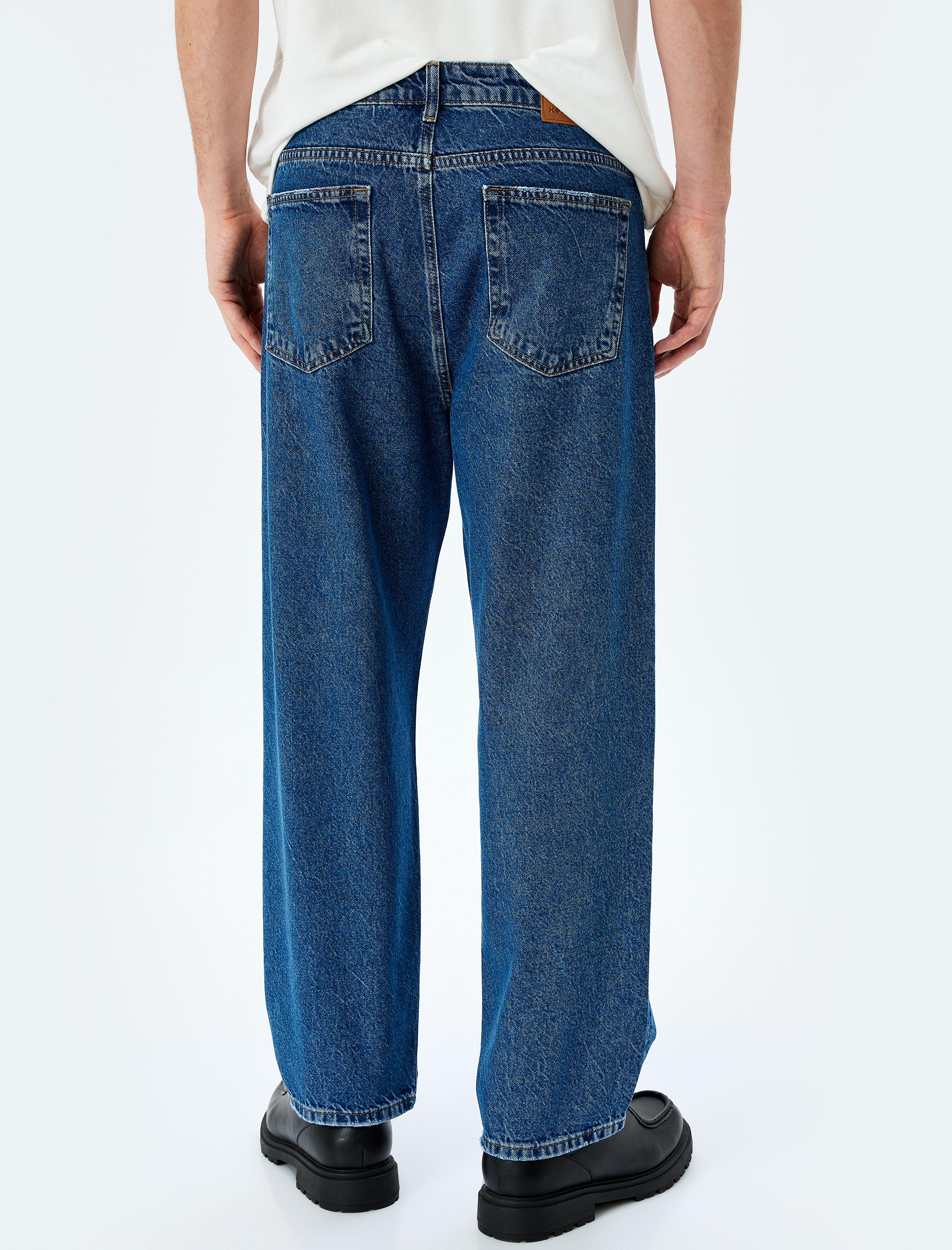   Normal Bel Pamuklu Bol Baggy Jean Pantolon