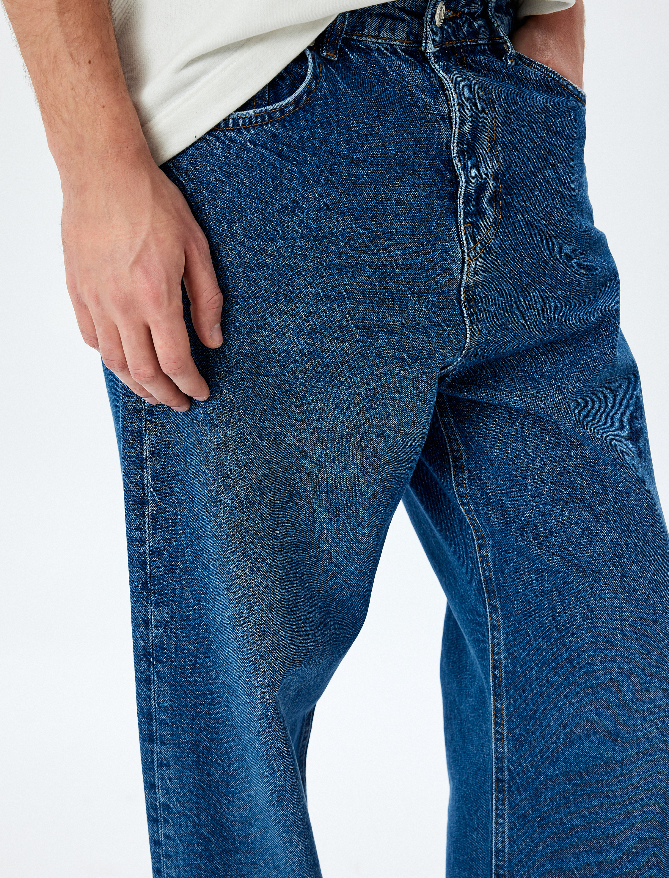   Normal Bel Pamuklu Bol Baggy Jean Pantolon