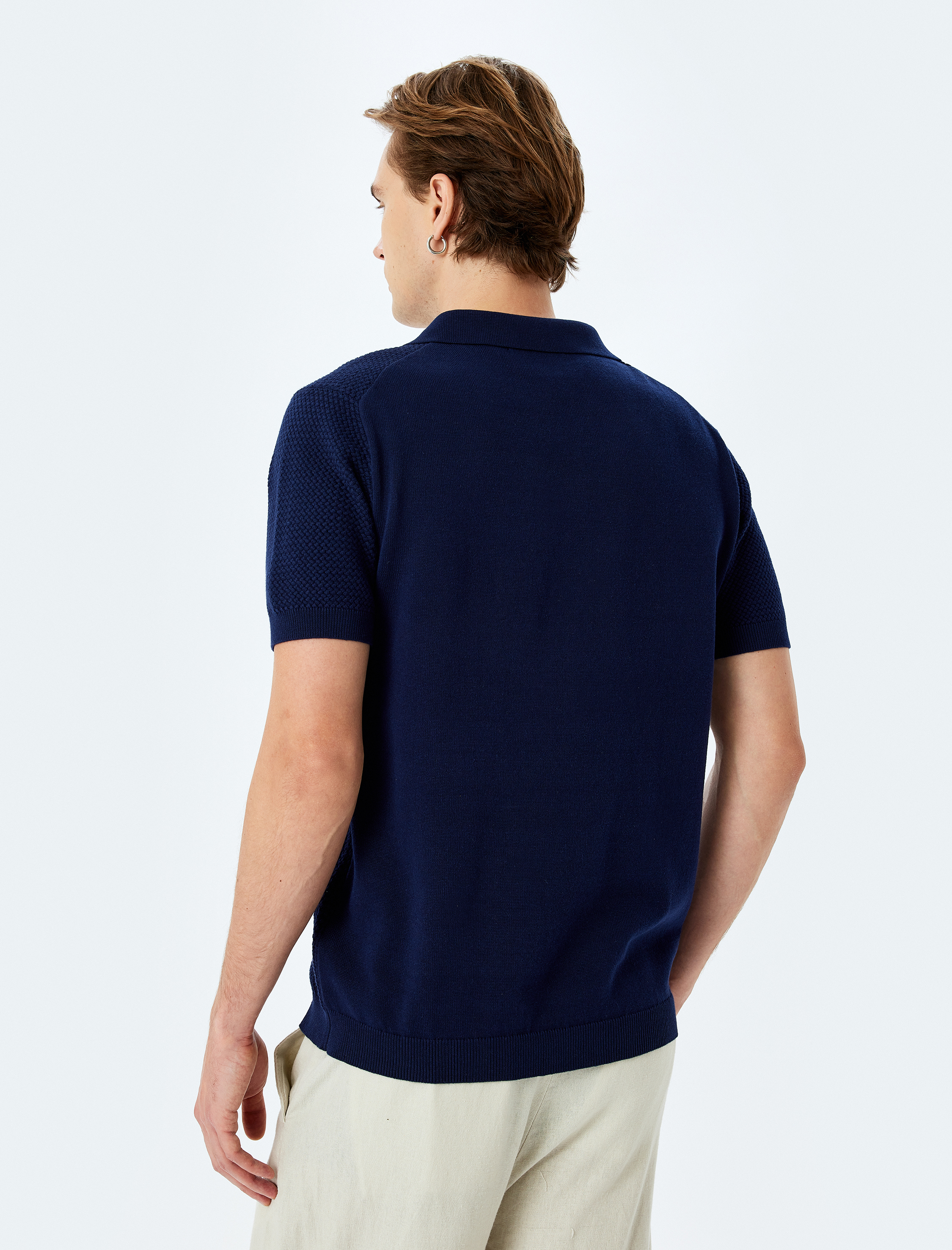   Dokulu Pamuklu Kısa Kollu Triko Tişört