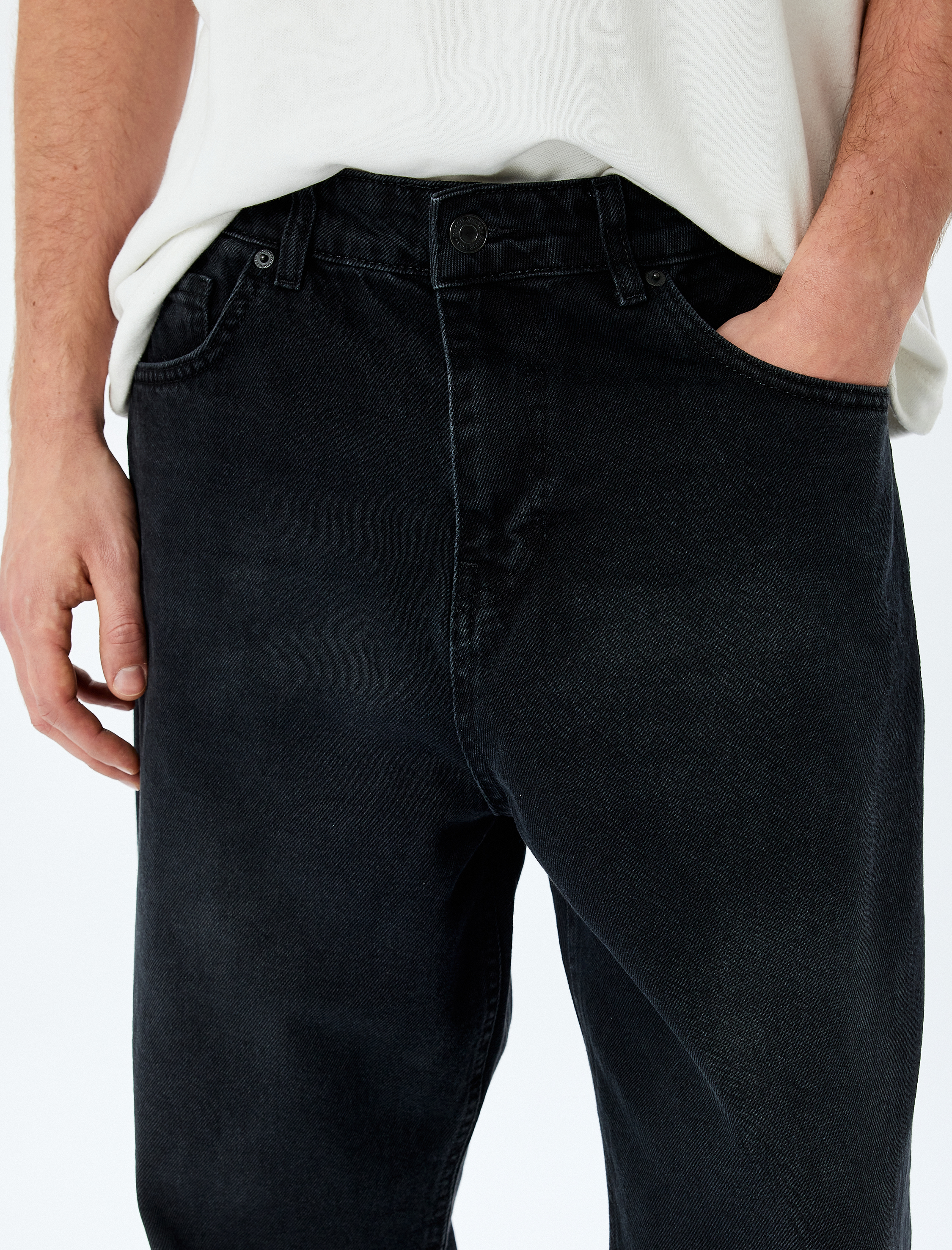   Normal Bel Pamuklu Bol Baggy Jean Pantolon