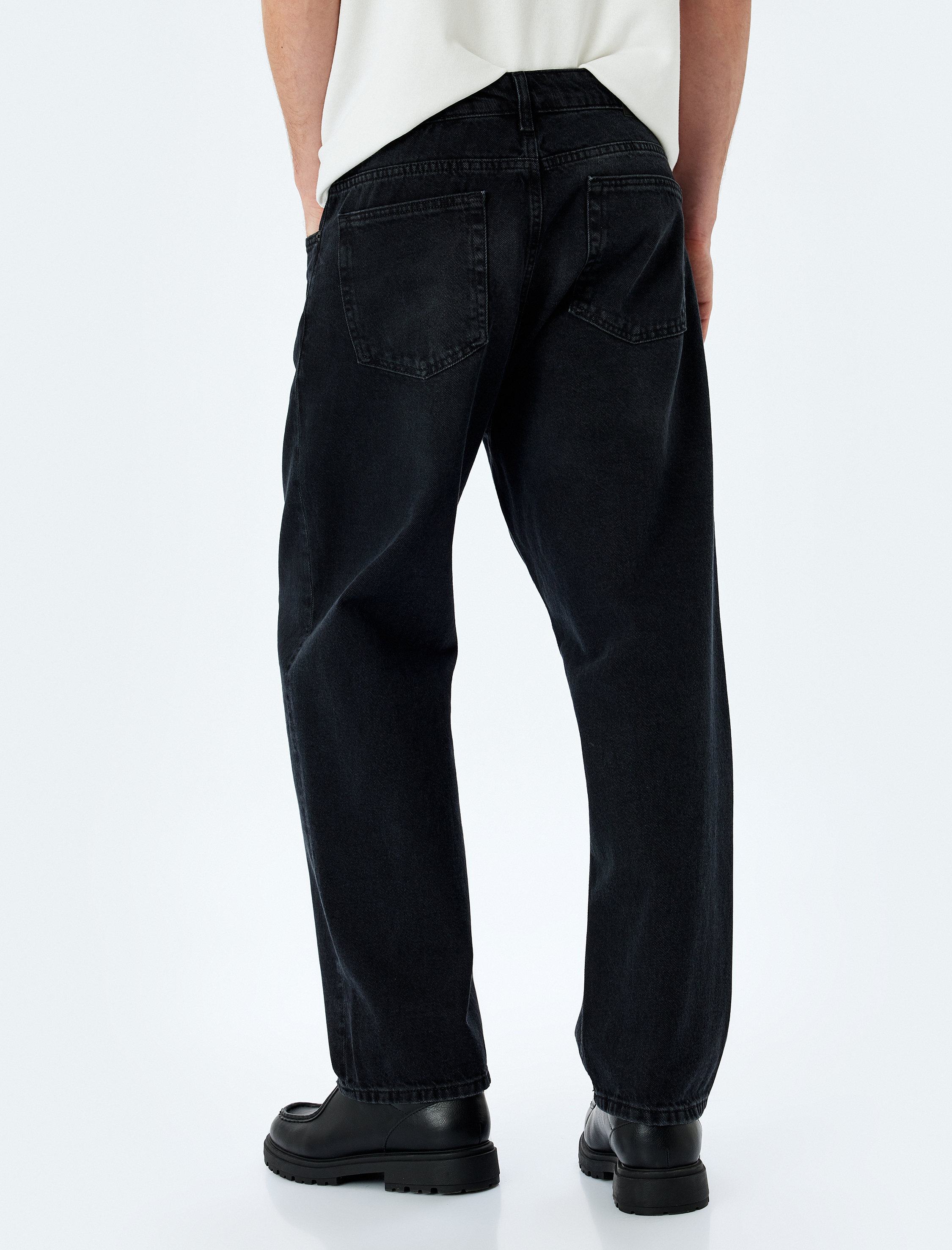   Normal Bel Pamuklu Bol Baggy Jean Pantolon