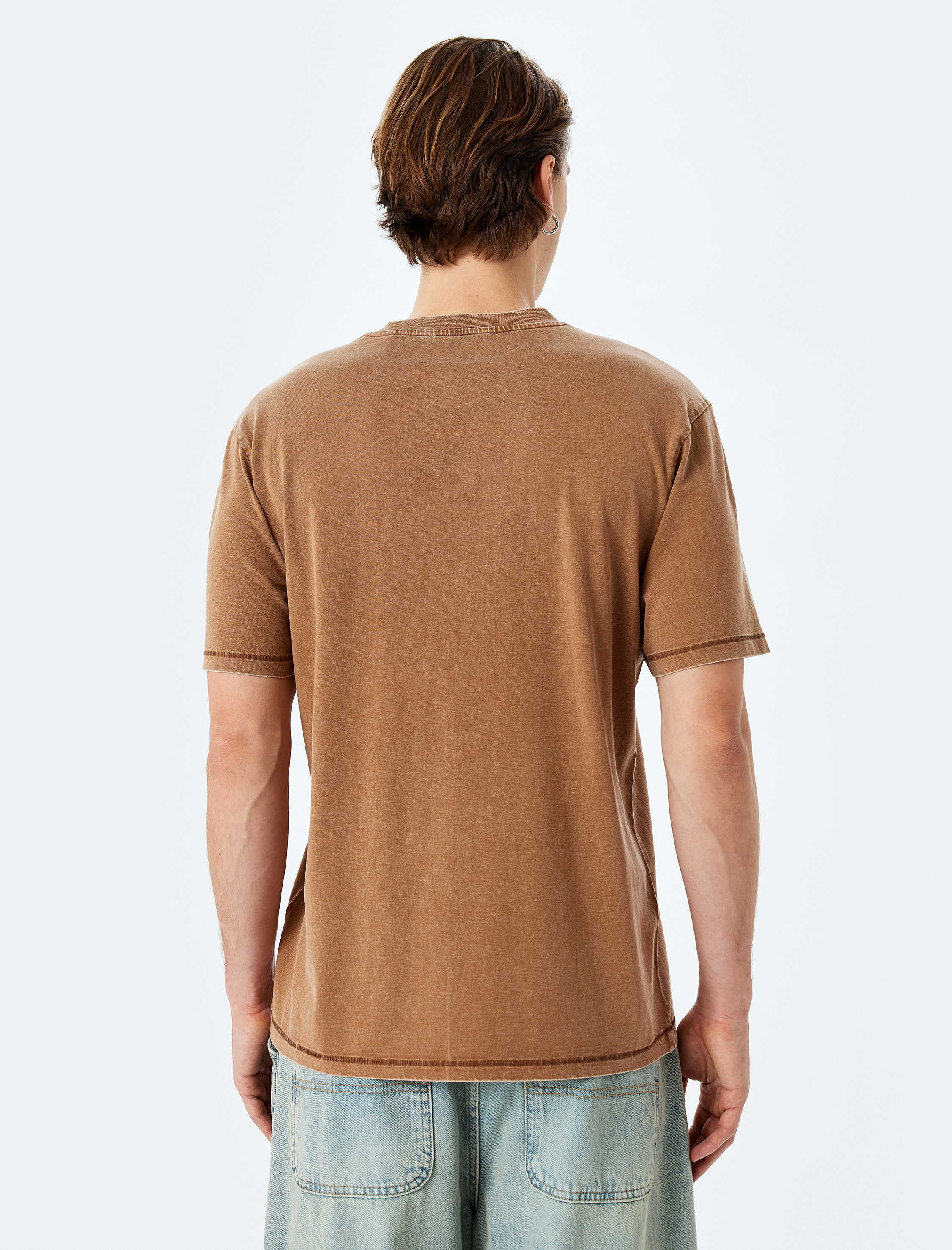   Pamuklu Yıkamalı Regular Fit Kısa Kollu Bisiklet Yaka Tişört