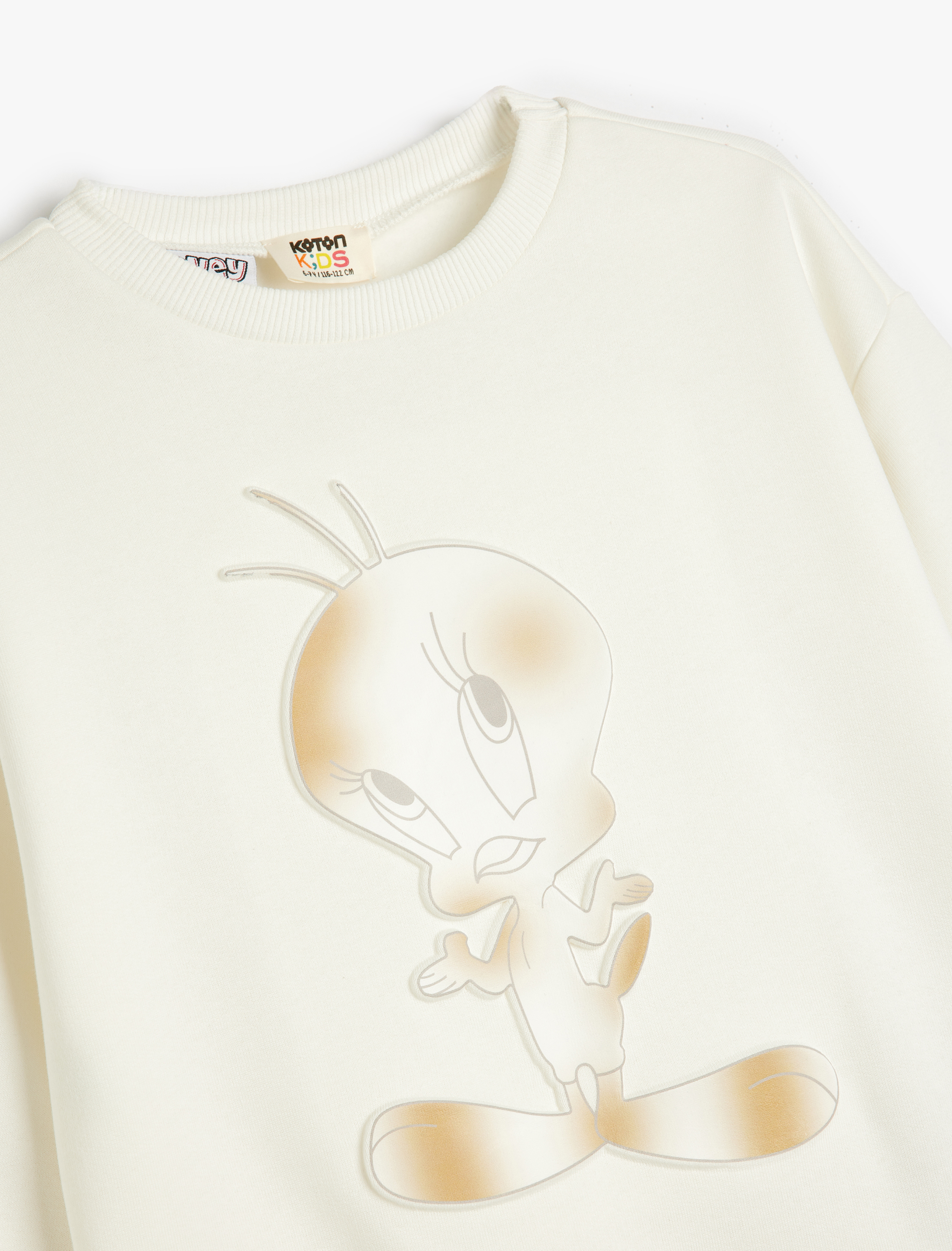  Kız Çocuk Tweety Sweatshirt Lisanslı Bisiklet Yaka Uzun Kollu Şardonlu