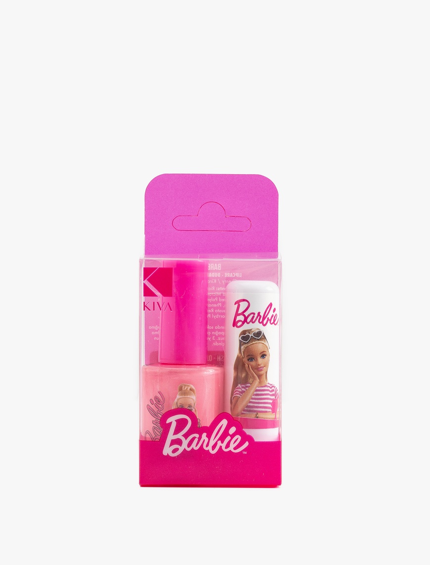  Kadın Barbie Lisanslı Dudak Bakım Kremi ve Oje Seti