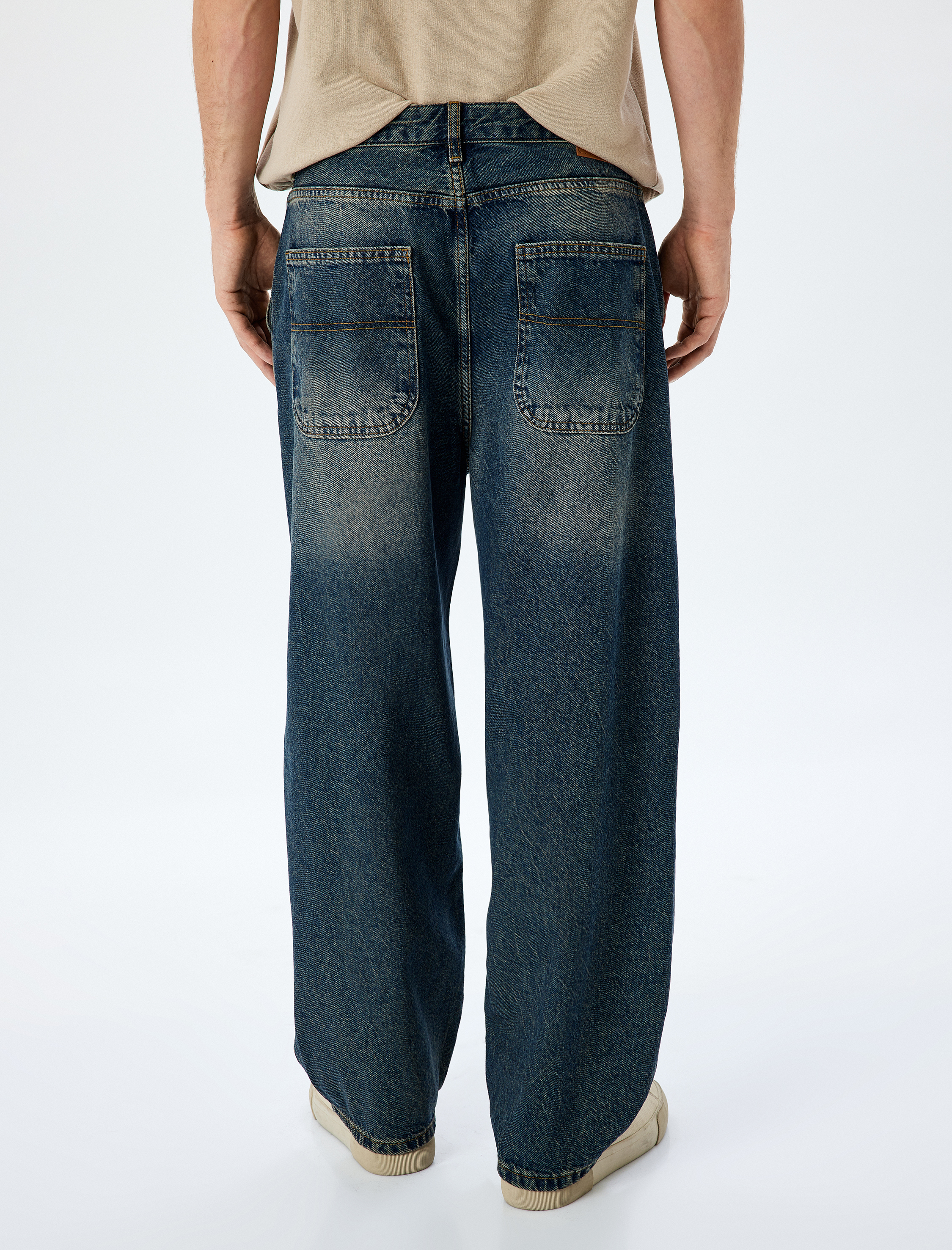   Normal Bel Pamuklu Cep Detaylı Bol Skater Jean Pantolon