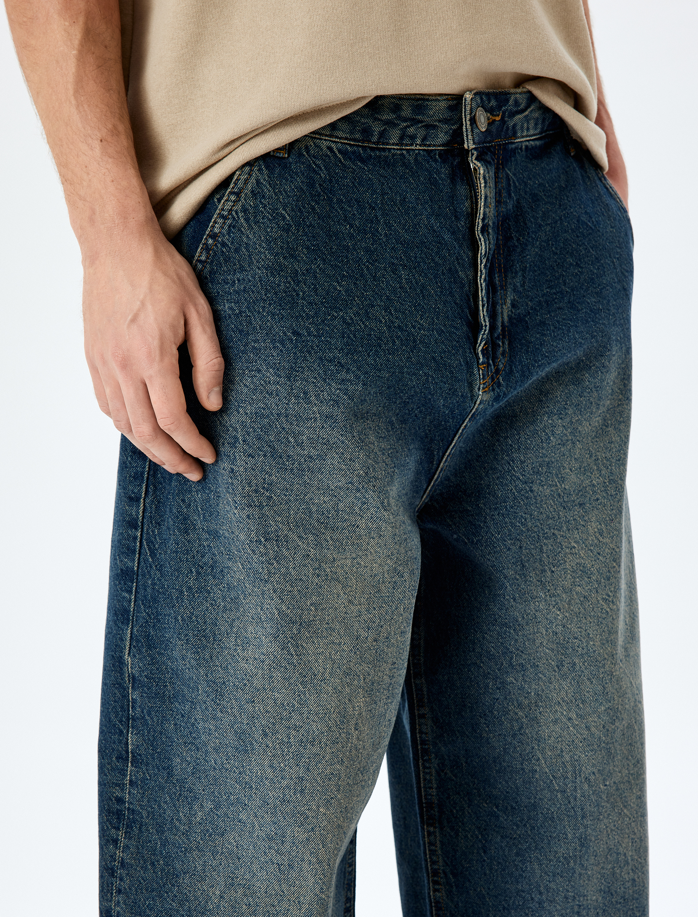   Normal Bel Pamuklu Cep Detaylı Bol Skater Jean Pantolon