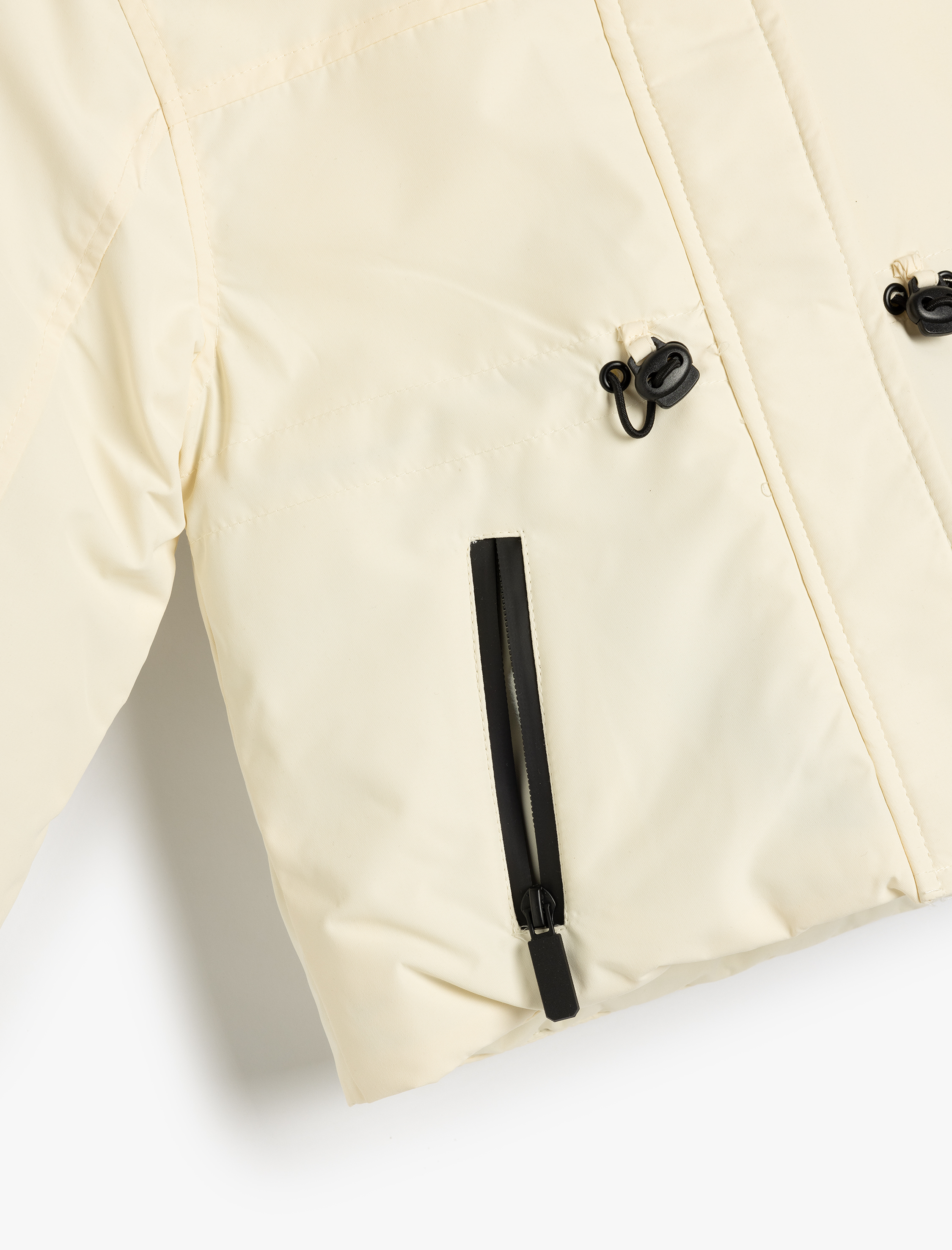 Kız Bebek Uzun Kollu Çıt Çıt Detaylı Cepli Kapşonlu Mont