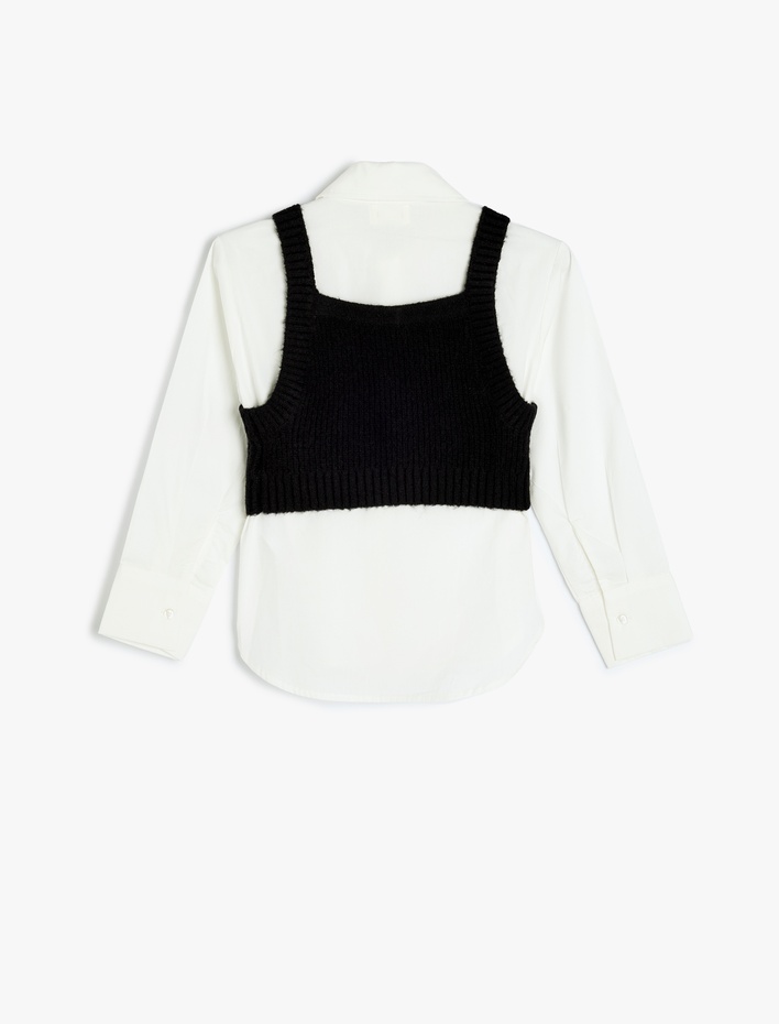 Kız Çocuk Süveter Detaylı Uzun Kollu Gömlek