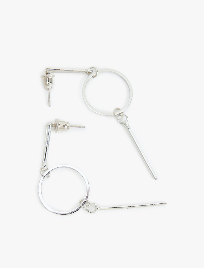 Kadın Geometrik Detaylı Asimetrik Küpe