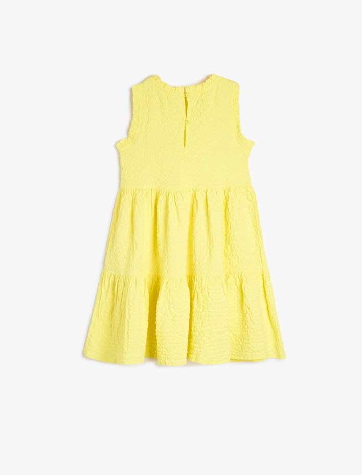 Kız Çocuk Yuvarlak Yaka Kolsuz Katmanlı Viskon Elbise