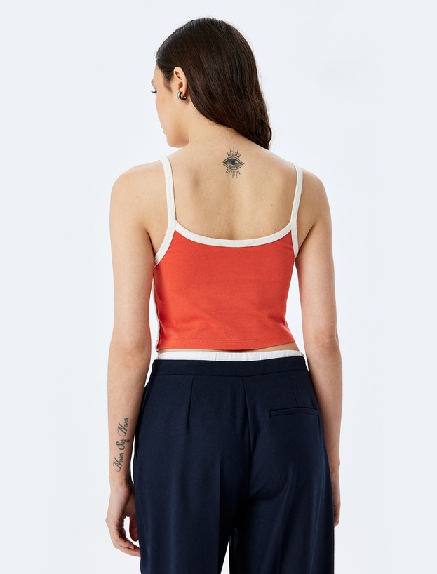 Biyeli Askılı Slogan Baskılı Crop Atlet_3