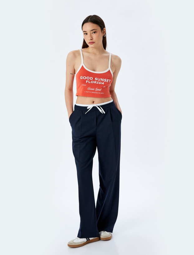 Biyeli Askılı Slogan Baskılı Crop Atlet_1