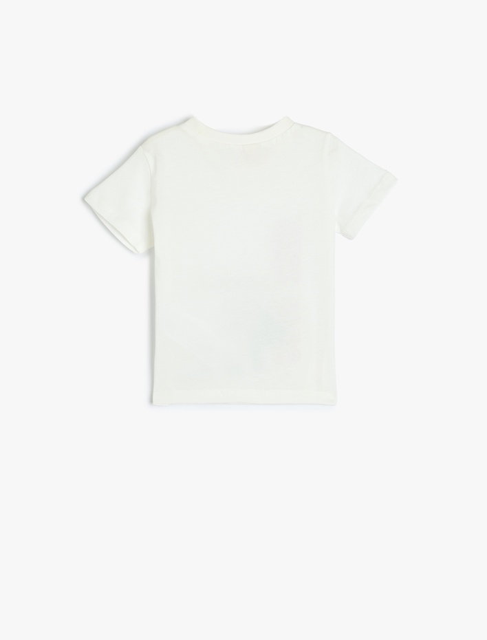 Erkek Bebek Bisiklet Yaka Kısa Kollu Pamuklu Dinozor Baskılı Tişört