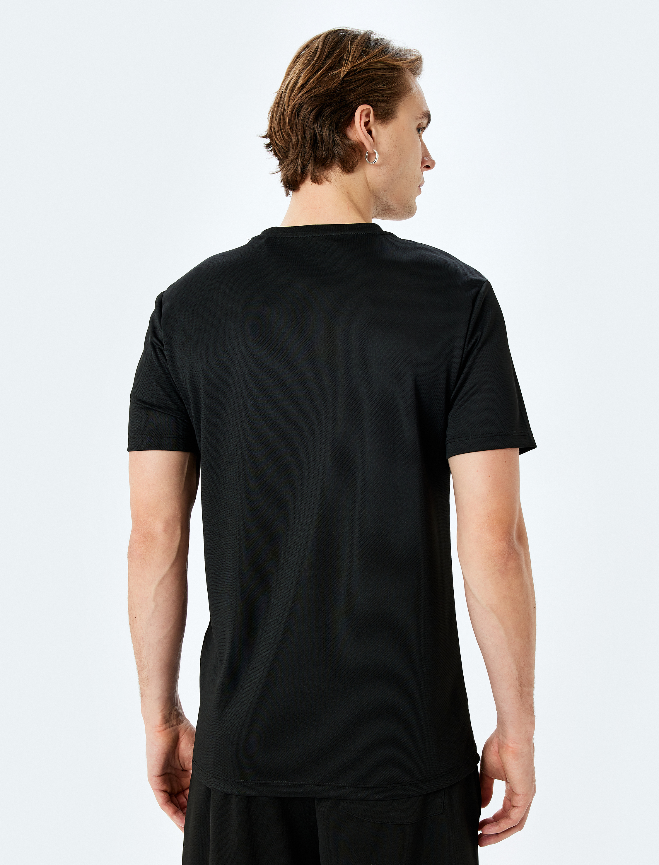 Bisiklet Yaka Kısa Kollu Slogan Baskılı Spor Tişört