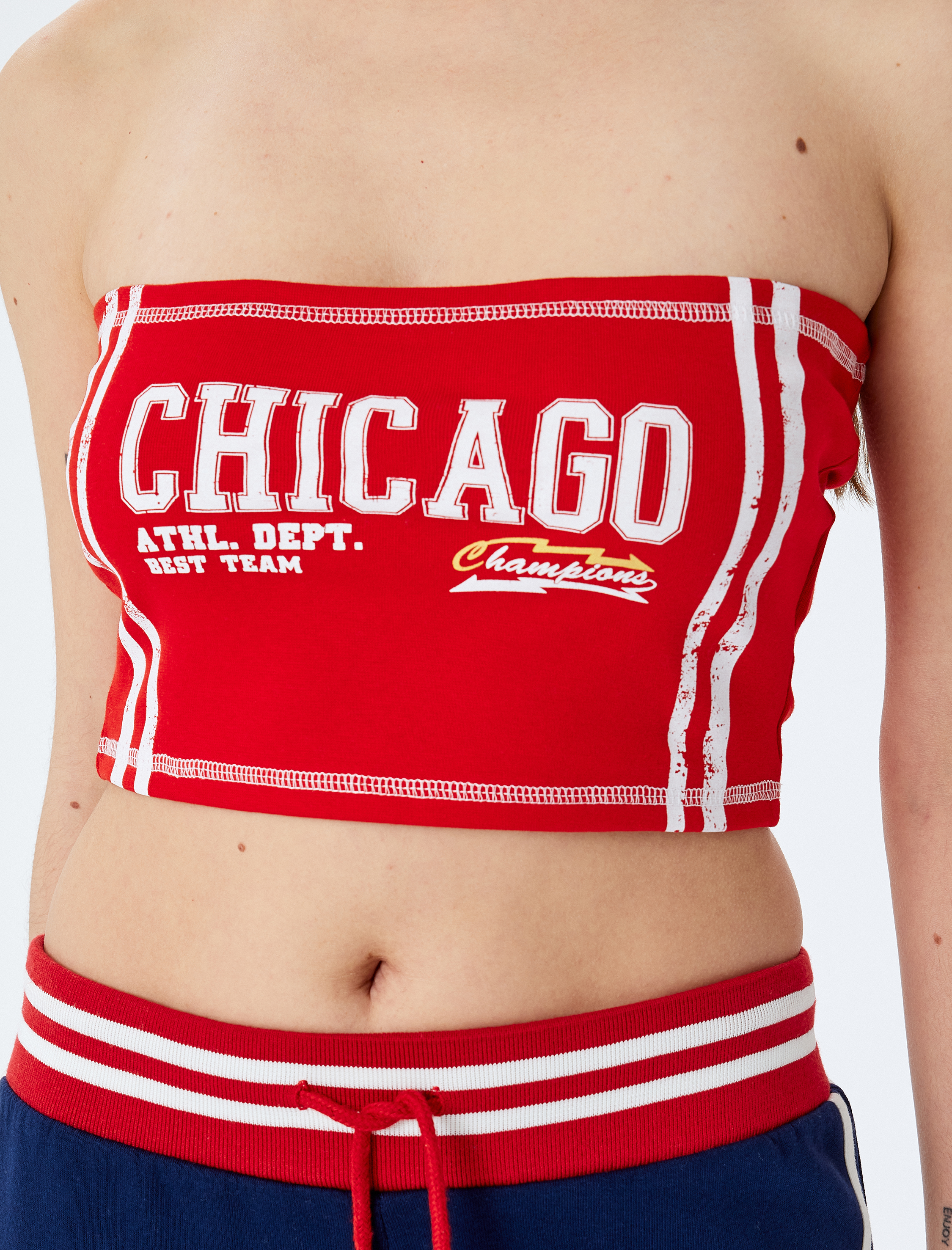   Slogan Baskılı Straplez Kolsuz Crop Atlet