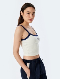 Biyeli İnce Askılı Slim Fit Kolsuz Crop Atlet