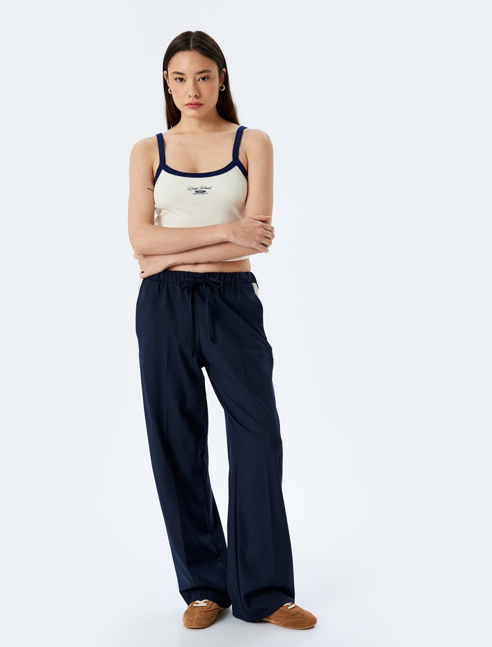  Biyeli İnce Askılı Slim Fit Kolsuz Crop Atlet