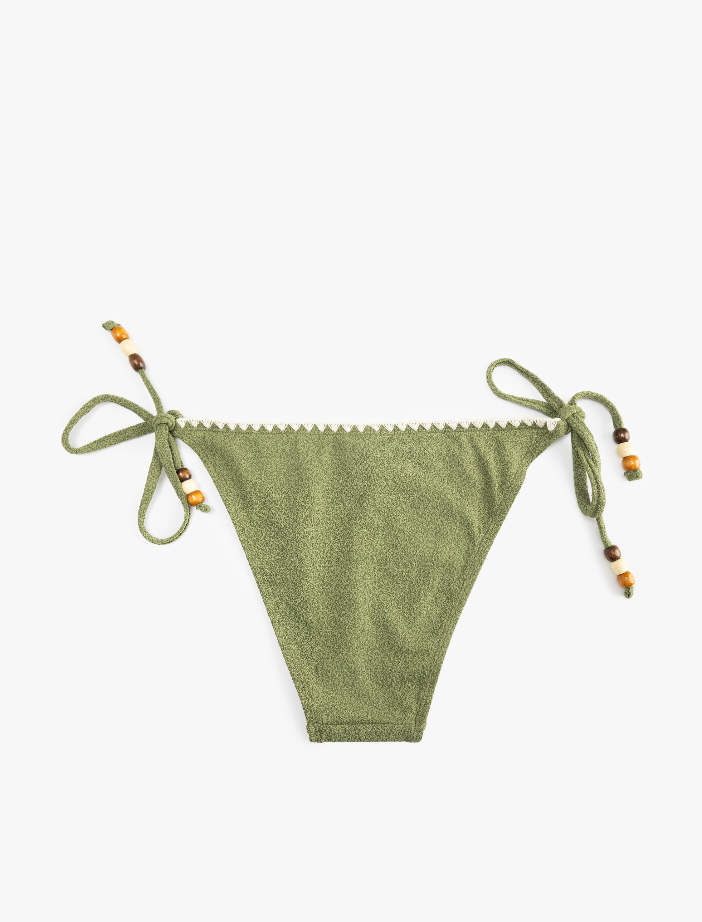   Kroşe Detaylı Boncuklu Yanları İpli Bikini Altı