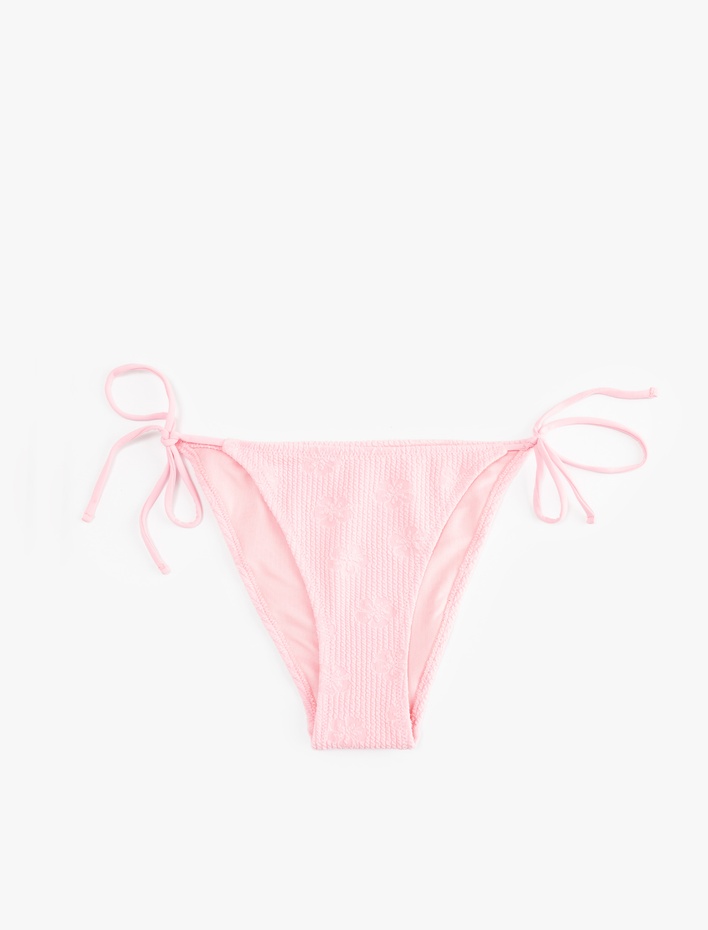  Astarlı Fitilli Floral Dokulu Yanları İpli Bikini Altı