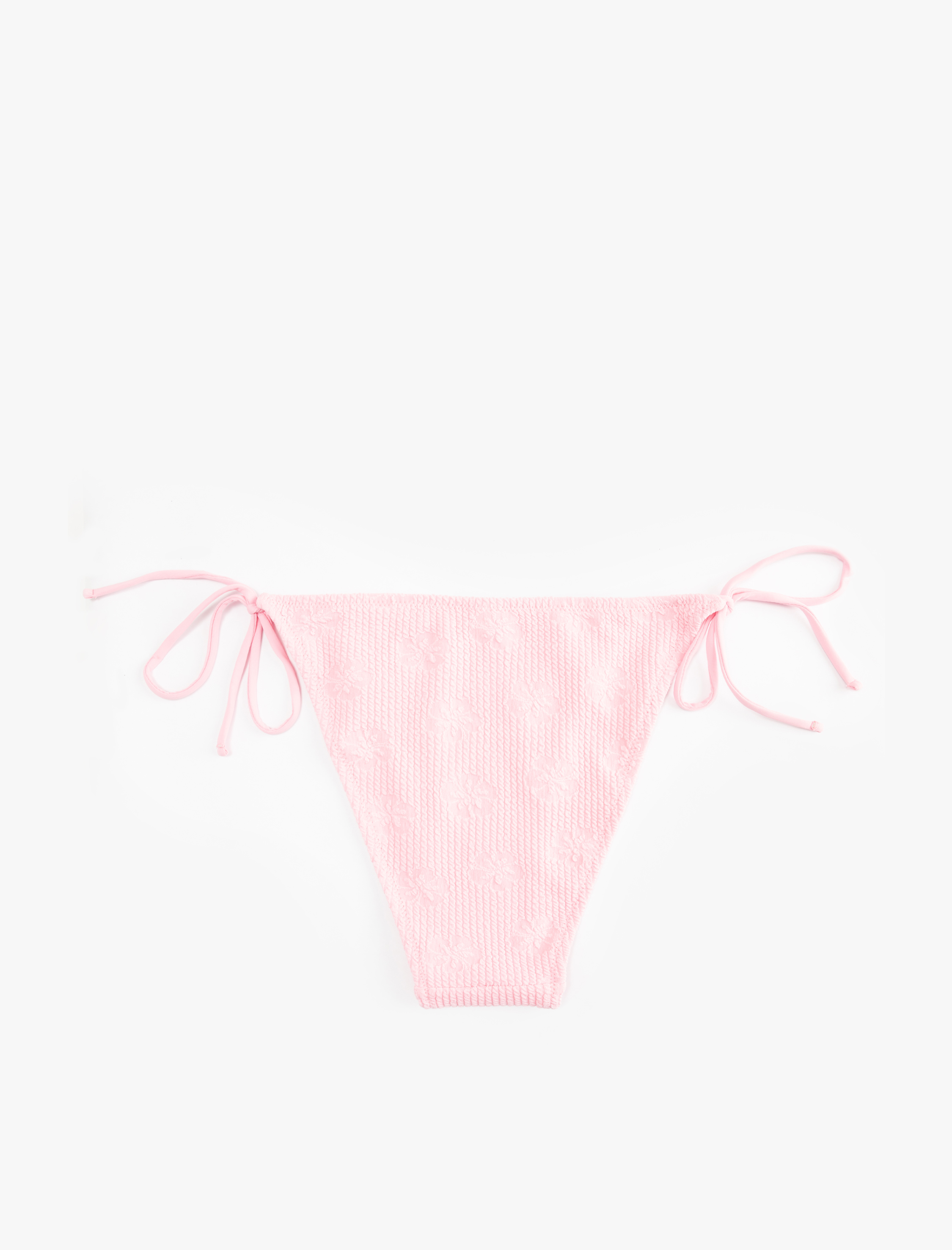   Fitilli Floral Dokulu Yanları İpli Bikini Altı