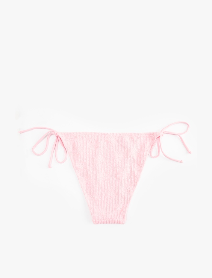  Fitilli Floral Dokulu Yanları İpli Bikini Altı