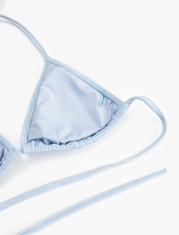 Boyundan Bağlamalı İpli Parıltılı Üçgen Bikini Üstü_2