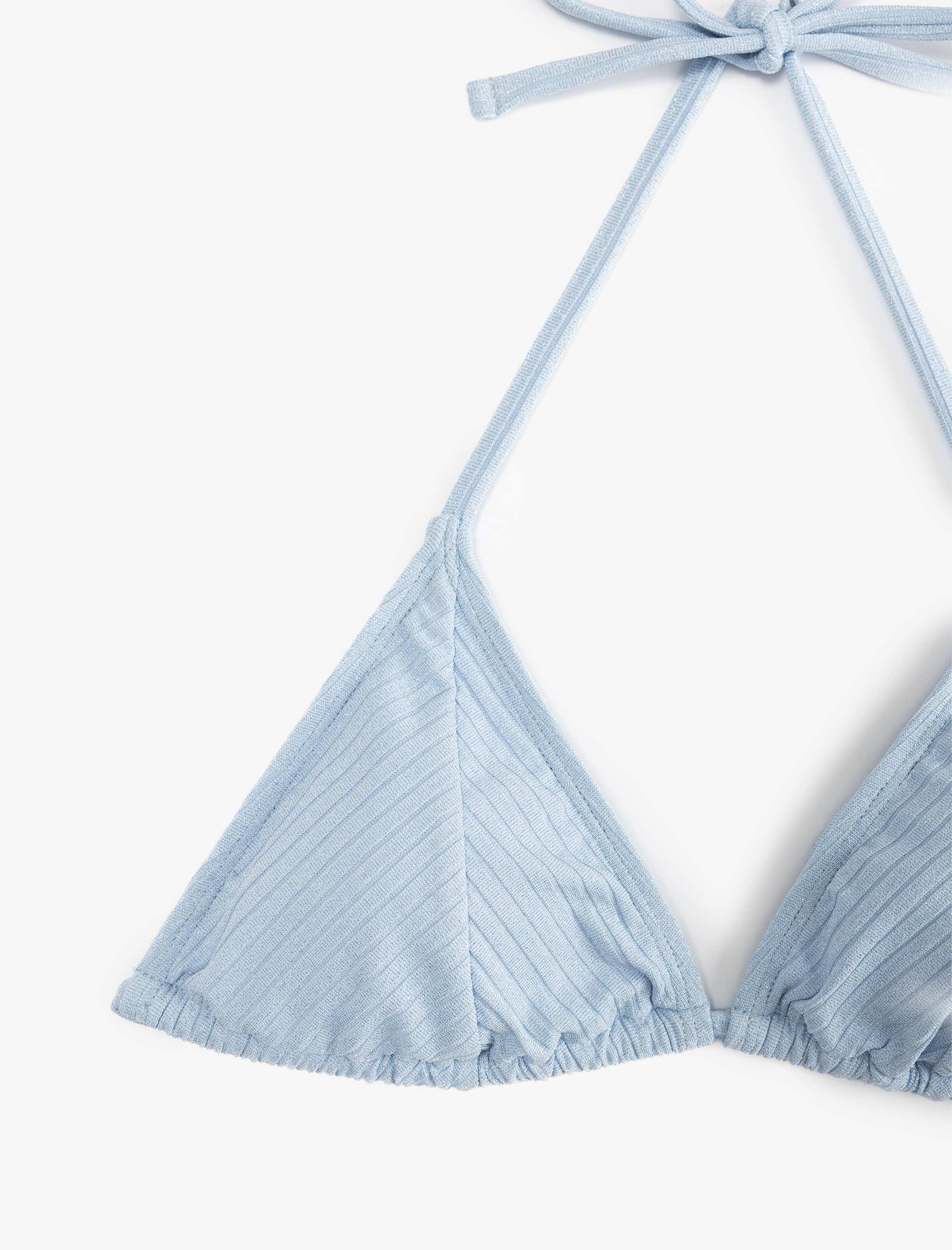   Boyundan Bağlamalı İpli Parıltılı Üçgen Bikini Üstü