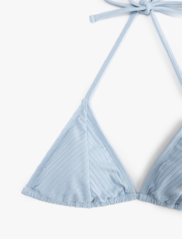 Boyundan Bağlamalı İpli Parıltılı Üçgen Bikini Üstü_1