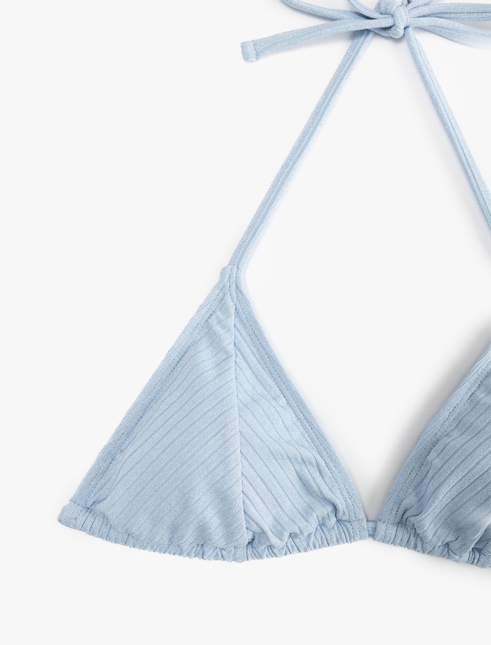  Boyundan Bağlamalı İpli Parıltılı Üçgen Bikini Üstü