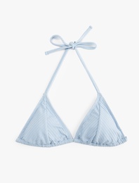Astarlı Boyundan Bağlamalı İpli Parıltılı Üçgen Bikini Üstü