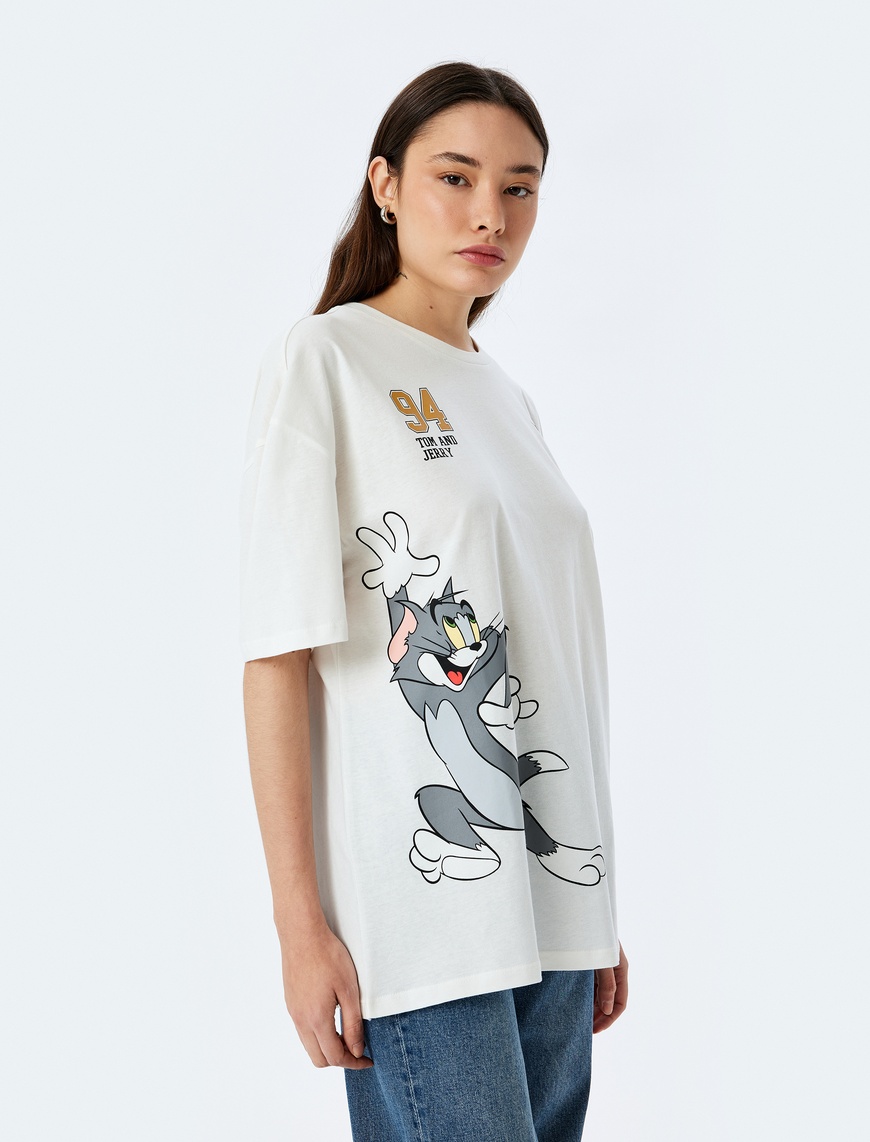   Tom ve Jerry Lisanslı Arkası Baskılı Oversize Tişört