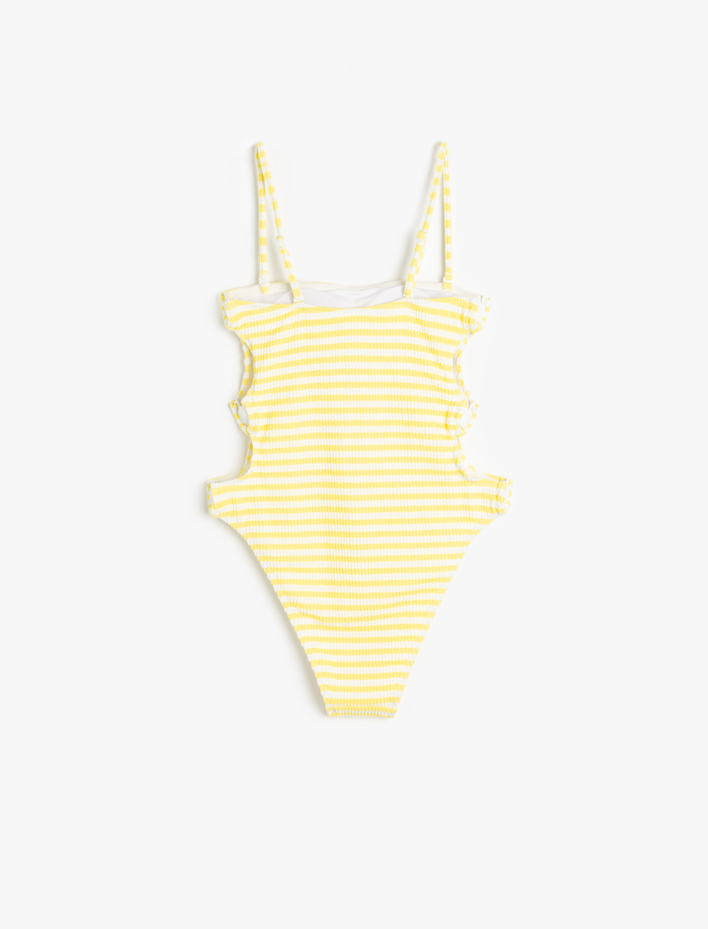   Koton X Sibil Çetinkaya - Deniz Kabuğu Aksesuar Detaylı Çizgili Straplez Mayo