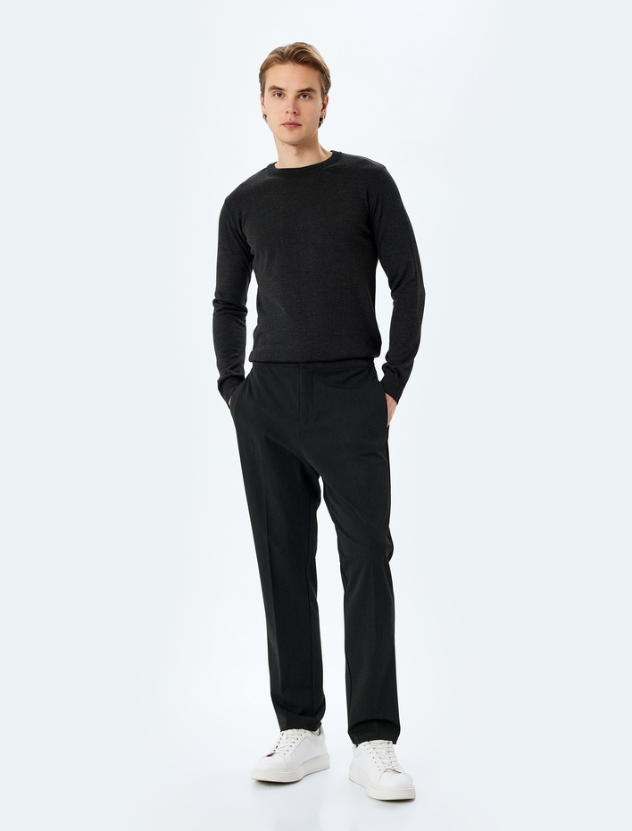  Bisiklet Yaka Uzun Kollu Basic Triko Kazak