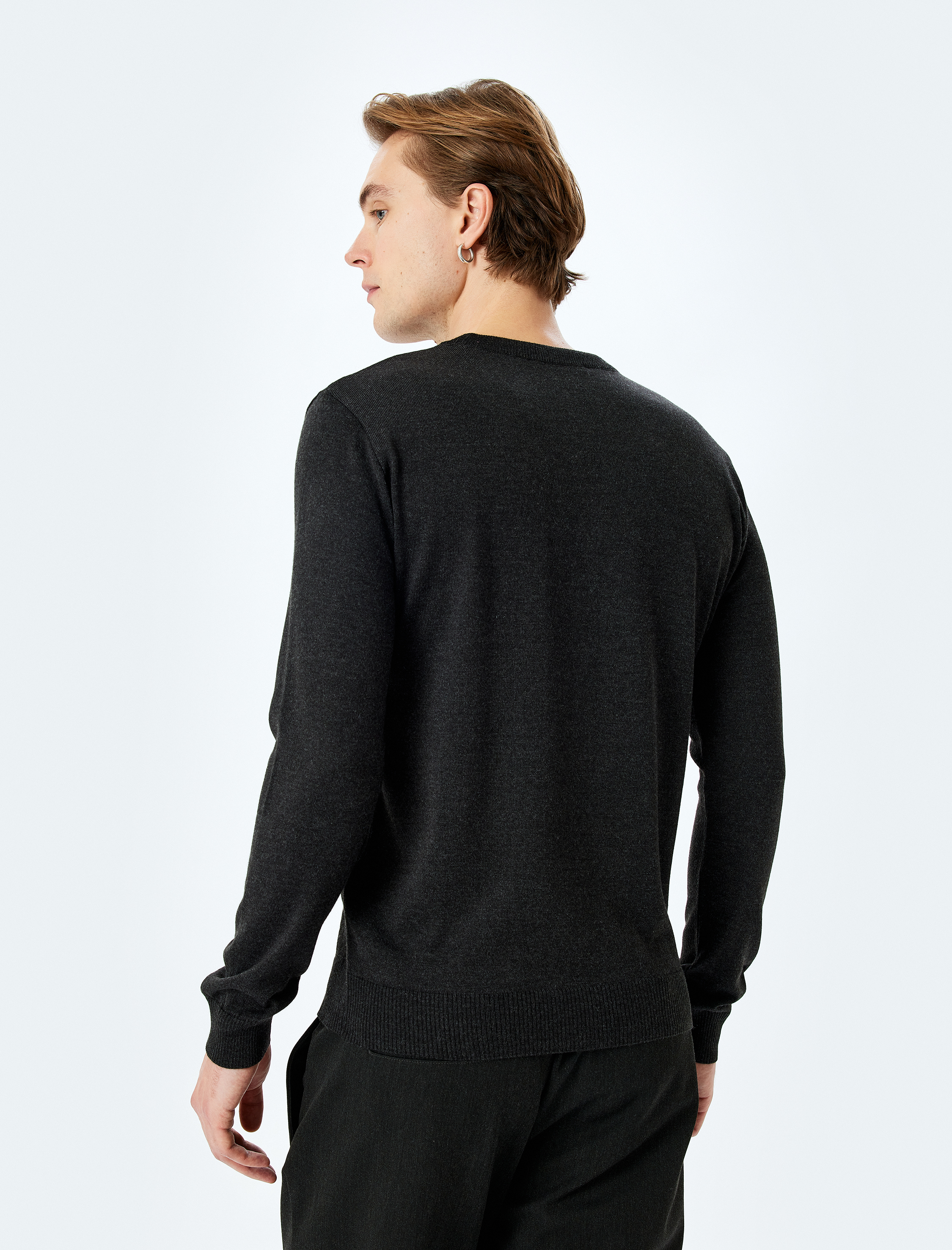 Bisiklet Yaka Uzun Kollu Basic Triko Kazak