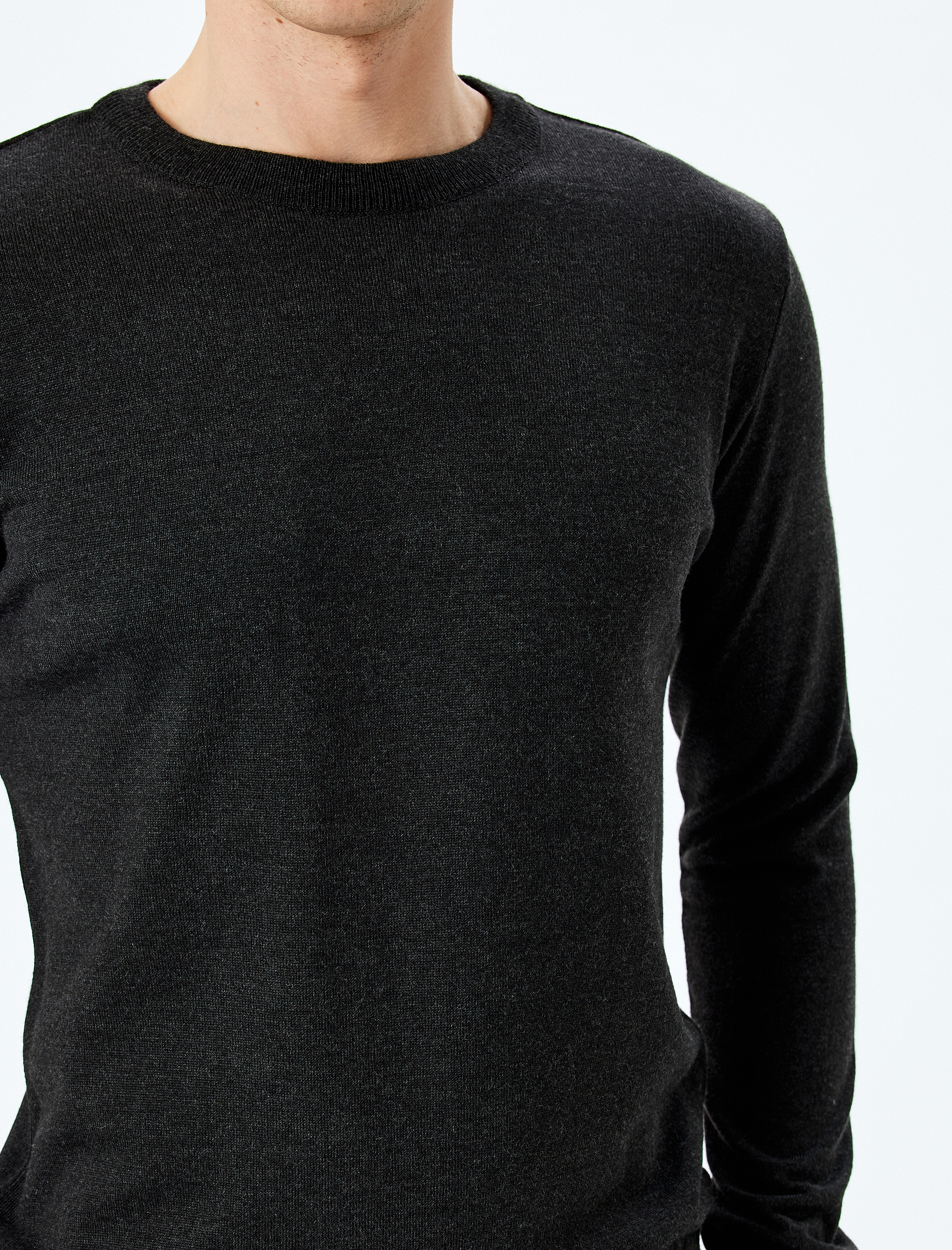 Bisiklet Yaka Uzun Kollu Basic Triko Kazak