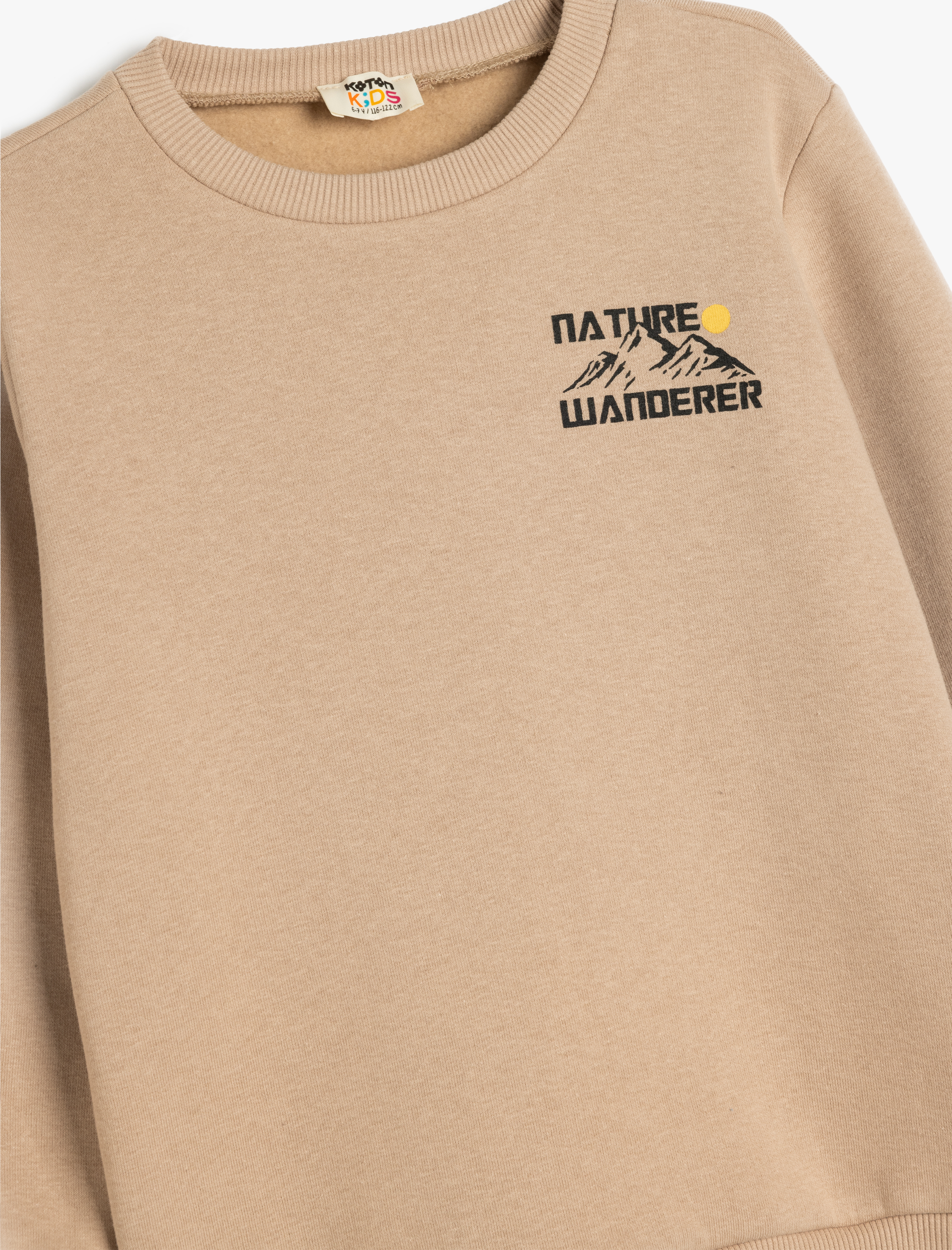  Erkek Çocuk Baskı Detaylı Bisiklet Yaka Şardonlu Uzun Kollu Sweatshirt