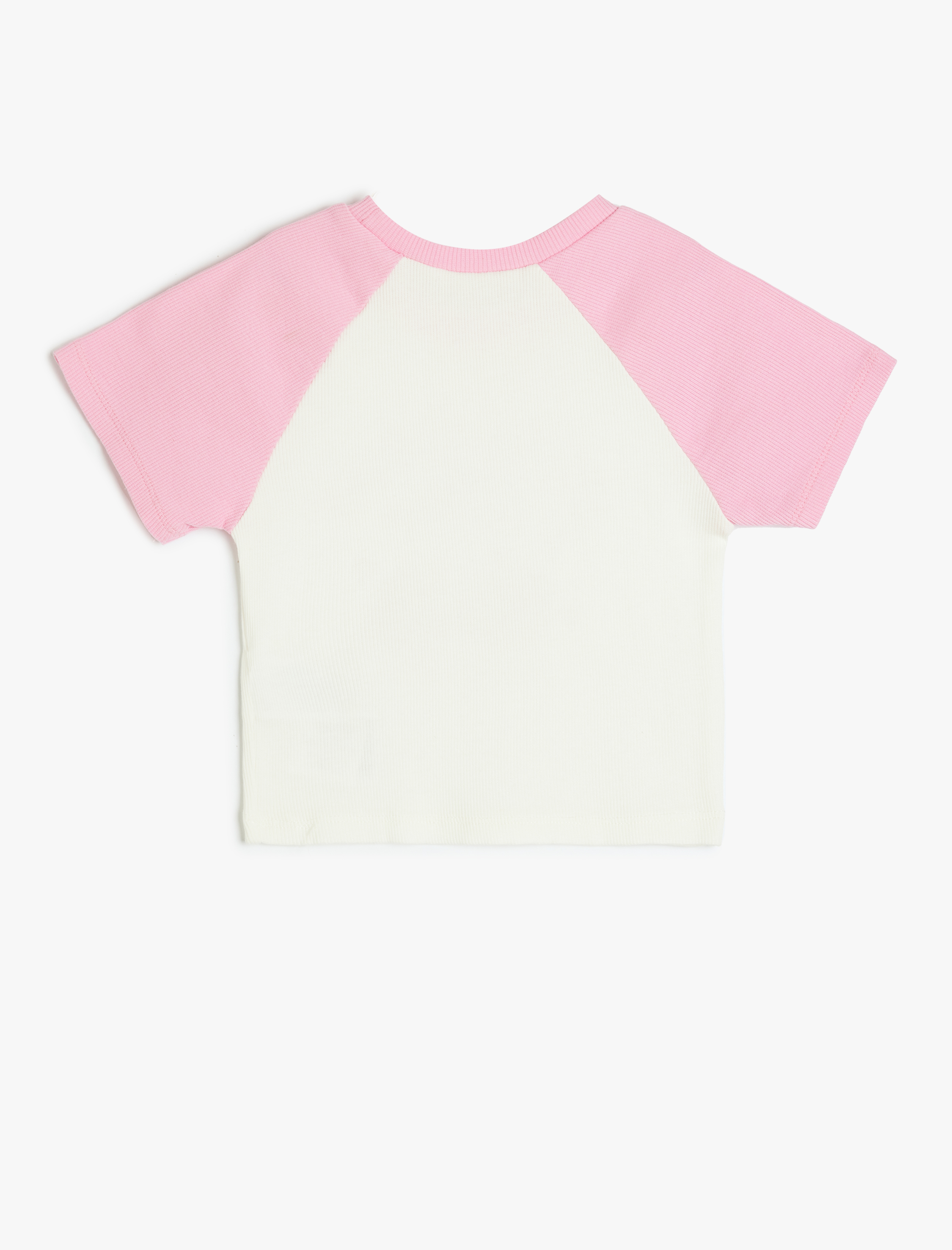  Kız Çocuk Kiraz Baskılı Kısa Kollu Bisiklet Yaka Pamuklu Crop Tişört