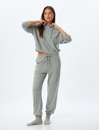 Kapüşonlu Pijama Üstü Uzun Kollu